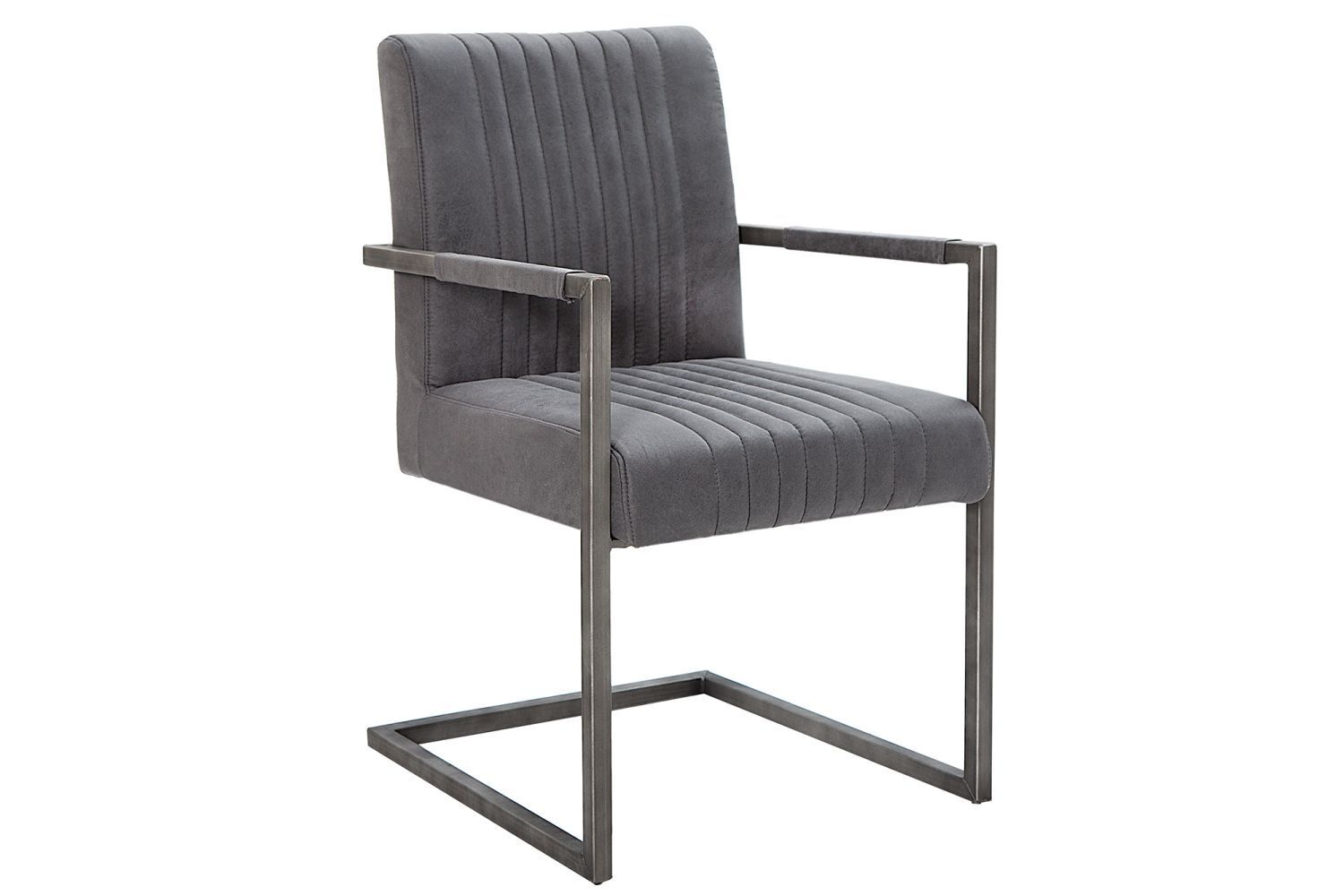 Esszimmerstuhl Microfaser Eisen 55 cm in Vintage Grau Schwarz