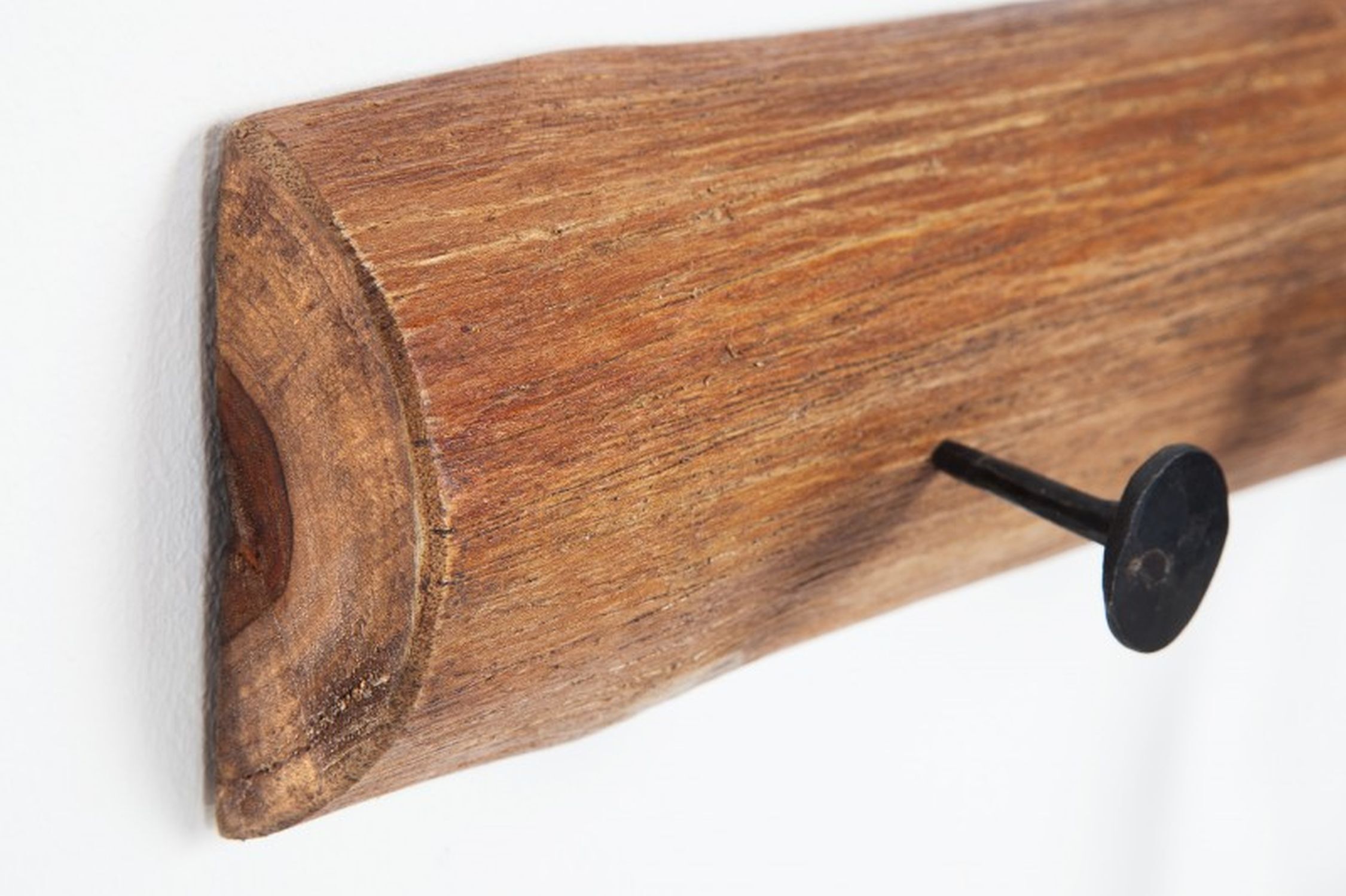 Wandgarderobe Teakholz Metall 100 cm in Natur Schwarz