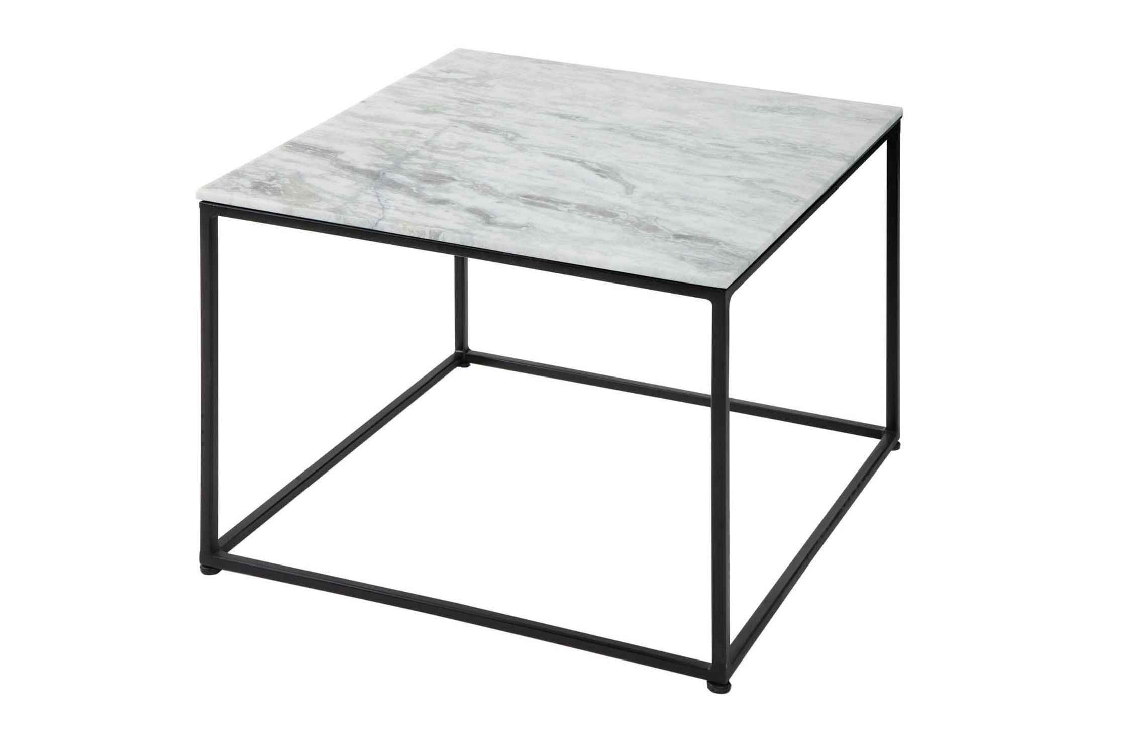 Couchtisch Marmor Metall in Weiß Schwarz 50 x 50 cm