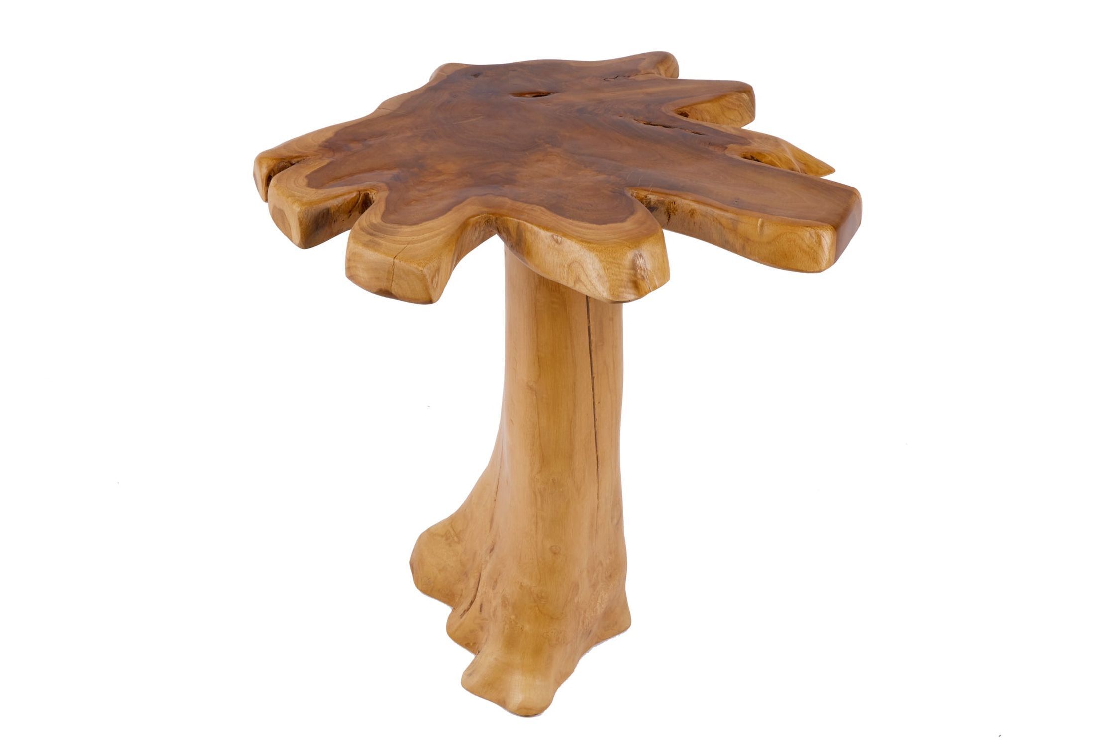 Beistelltisch Teakholz 50x50 cm Handarbeit Baumscheibe