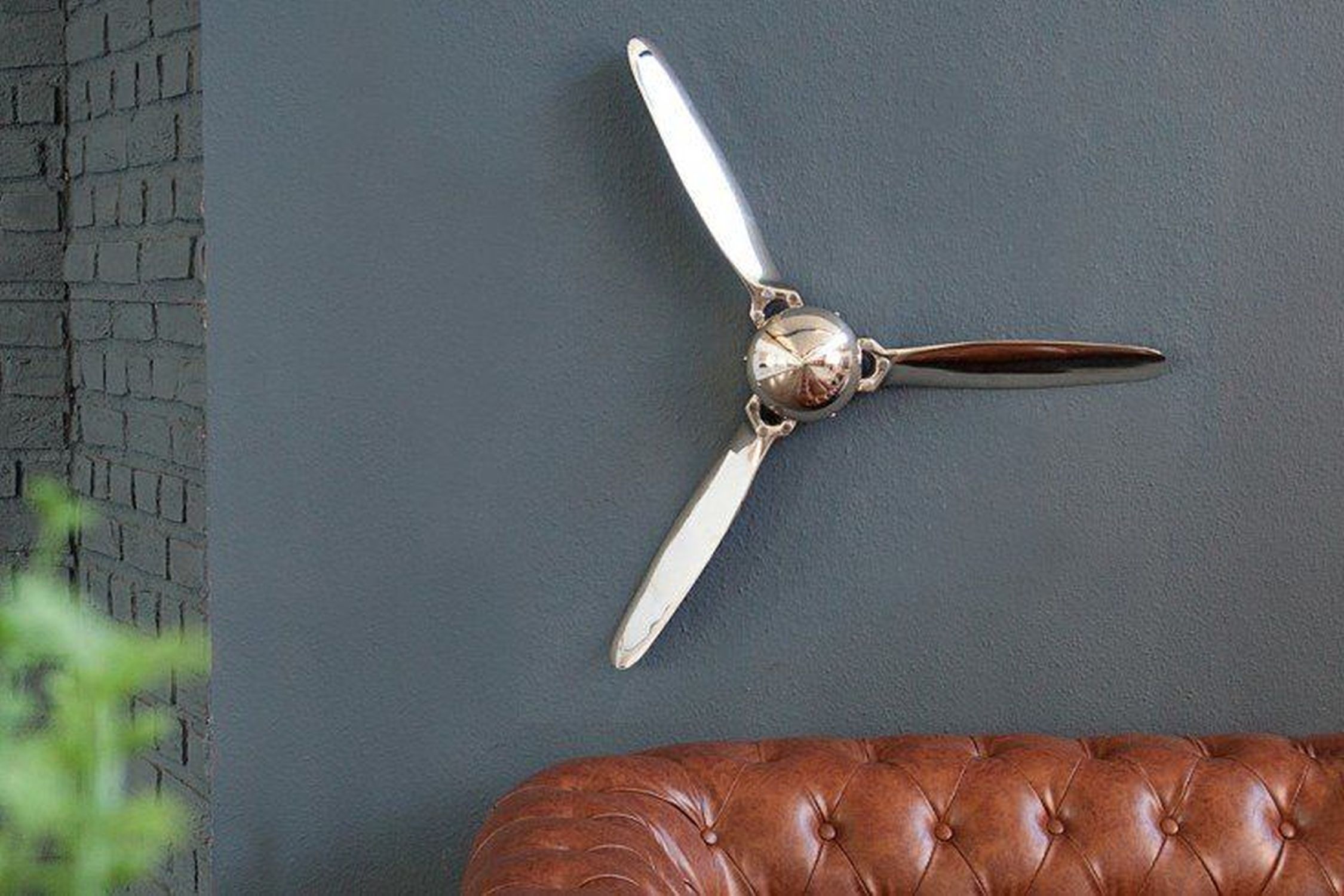 Deko Propeller Wand Metall Handarbeit 60x60 cm in Silber