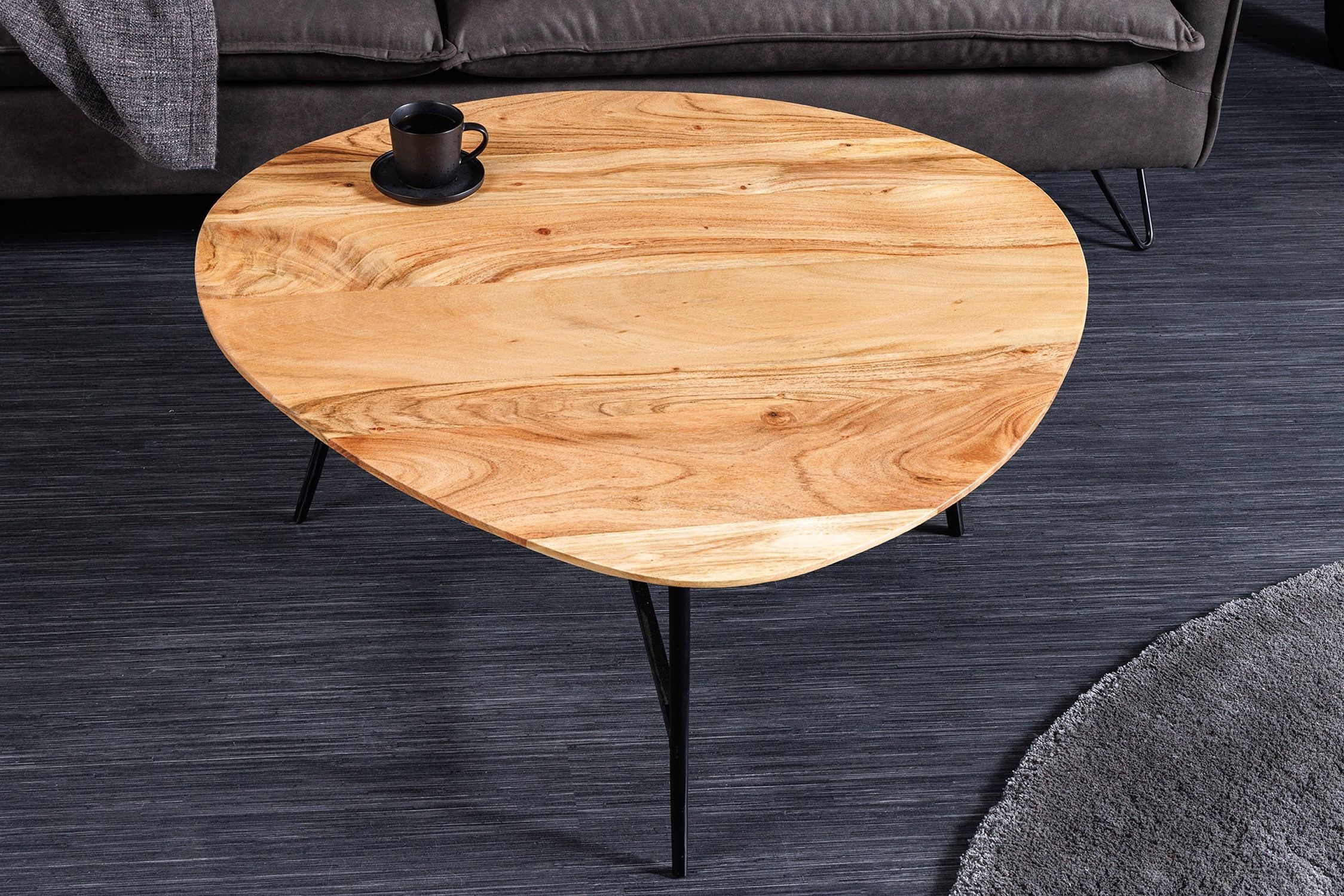 Couchtisch Akazienholz Metall 70 x 70 cm Industrial Design
