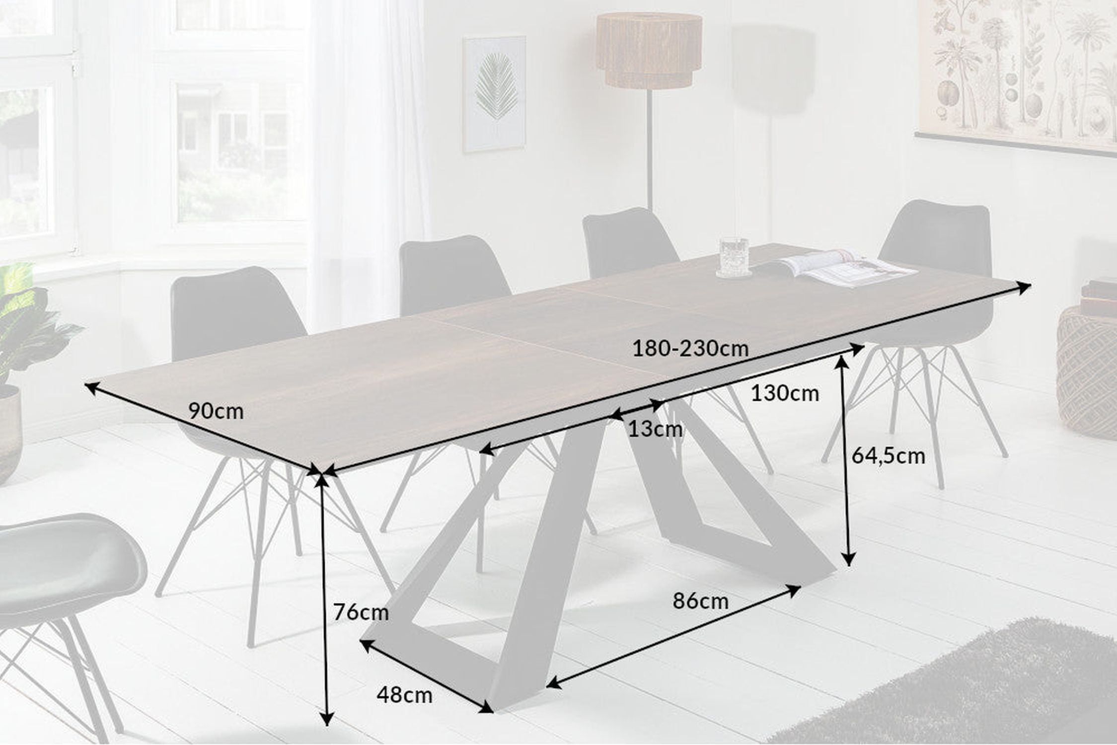 Esstisch ausziehbar Keramik in Eiche Schwarz 180-230 cm