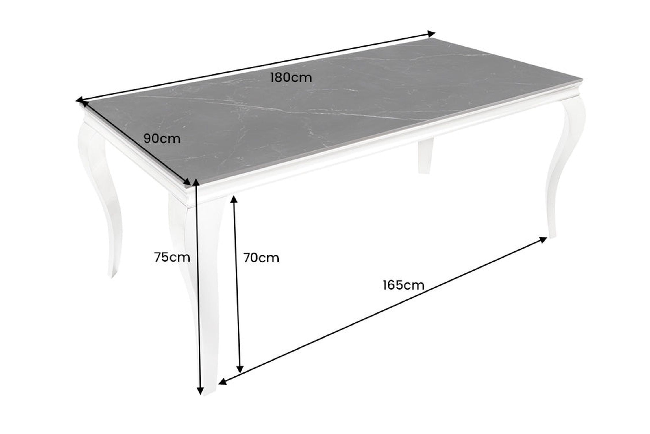 Esstisch Keramik in Schwarz Silber 180 x 90 cm Marmor Optik