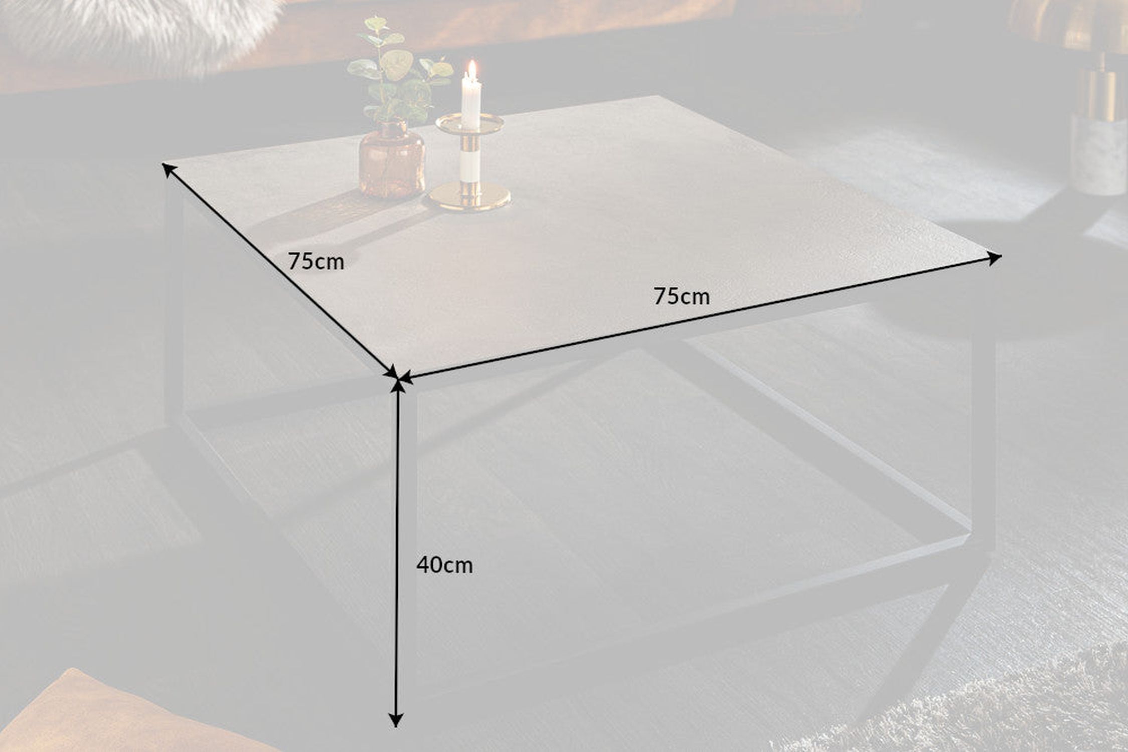 Couchtisch Keramik in Grau Beton Optik 75x40 cm (BxH)
