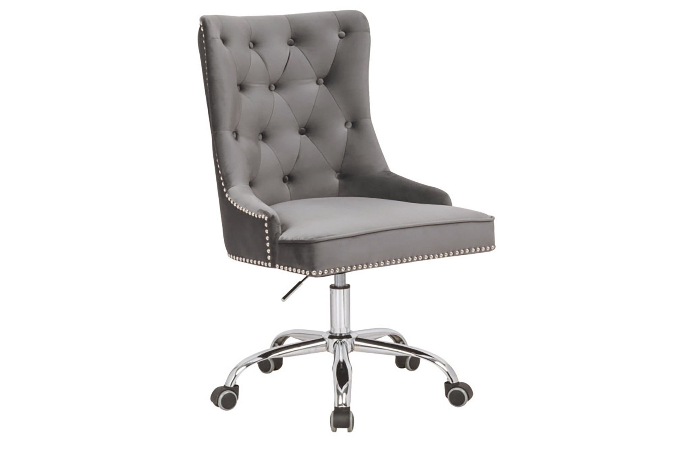 Schreibtischstuhl Grau Silber Chesterfield höhenverstellbar