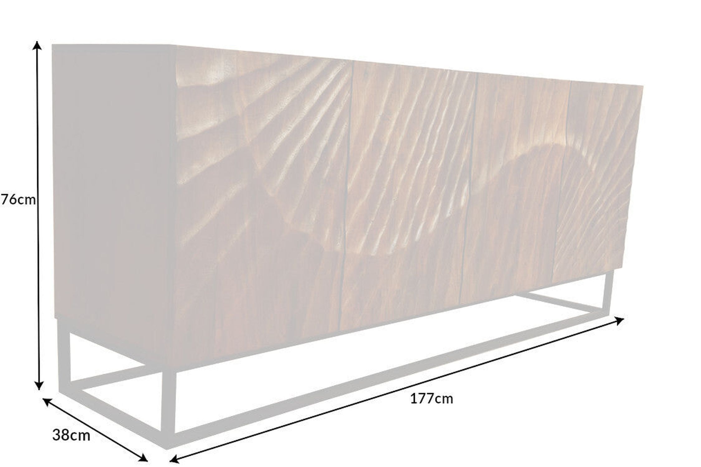 Sideboard Mangoholz Metall 177 x 76 cm Handarbeit