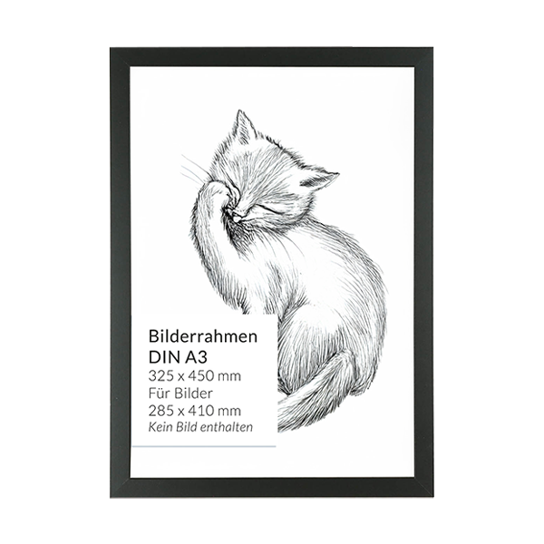 Bilderrahmen rahmen, bildrahmen, DIN A3, schwarz, katze
