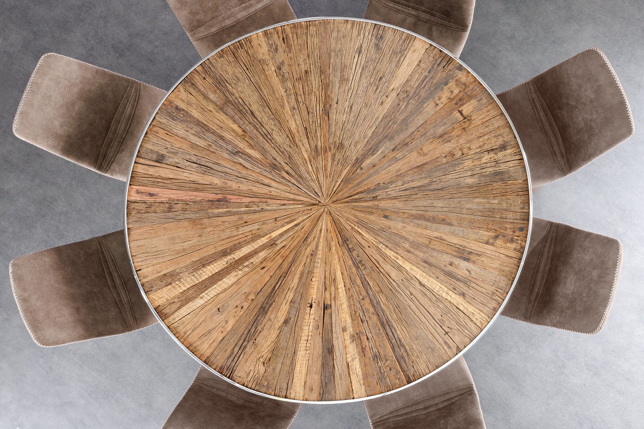 Esstisch Teakholz Hartglas Edelstahl Braun Chrom 140x140 cm
