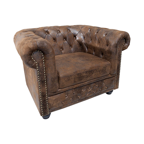 Sessel Chesterfield-Sessel, Ledersessel, Armlehnenstuhl, Nappaleder, Noppenknopf-Details