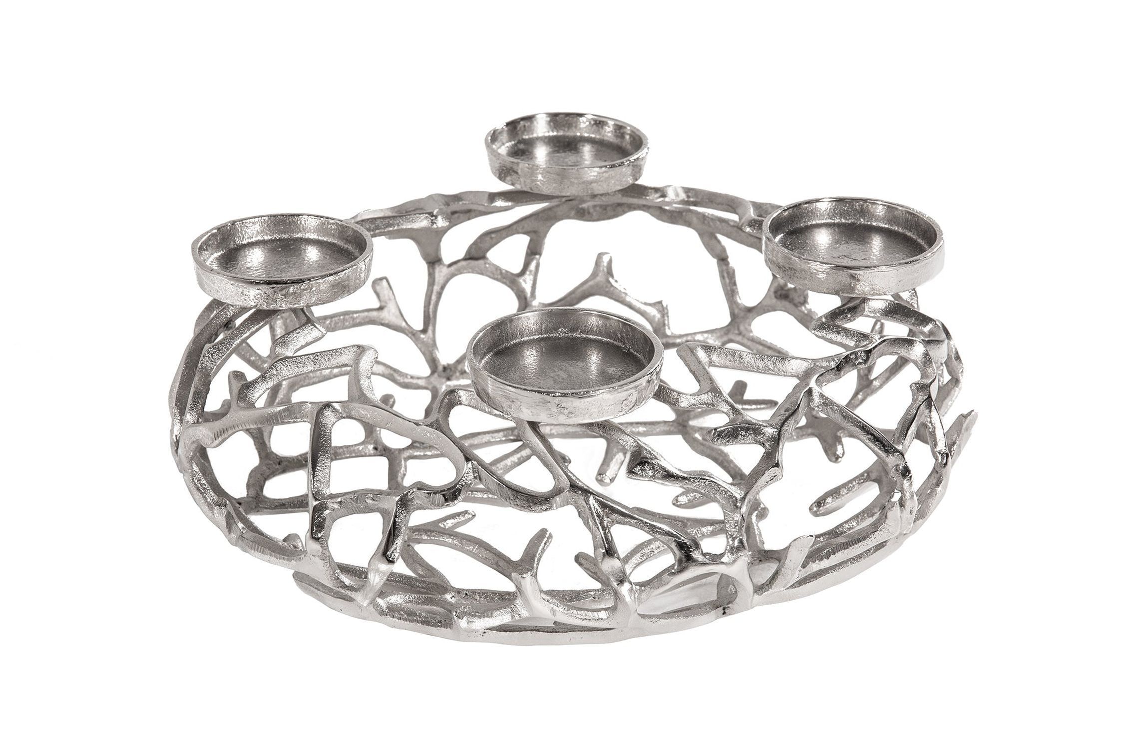 Kerzenständer rund Ø 38 cm Handarbeit in Silber GARONNE