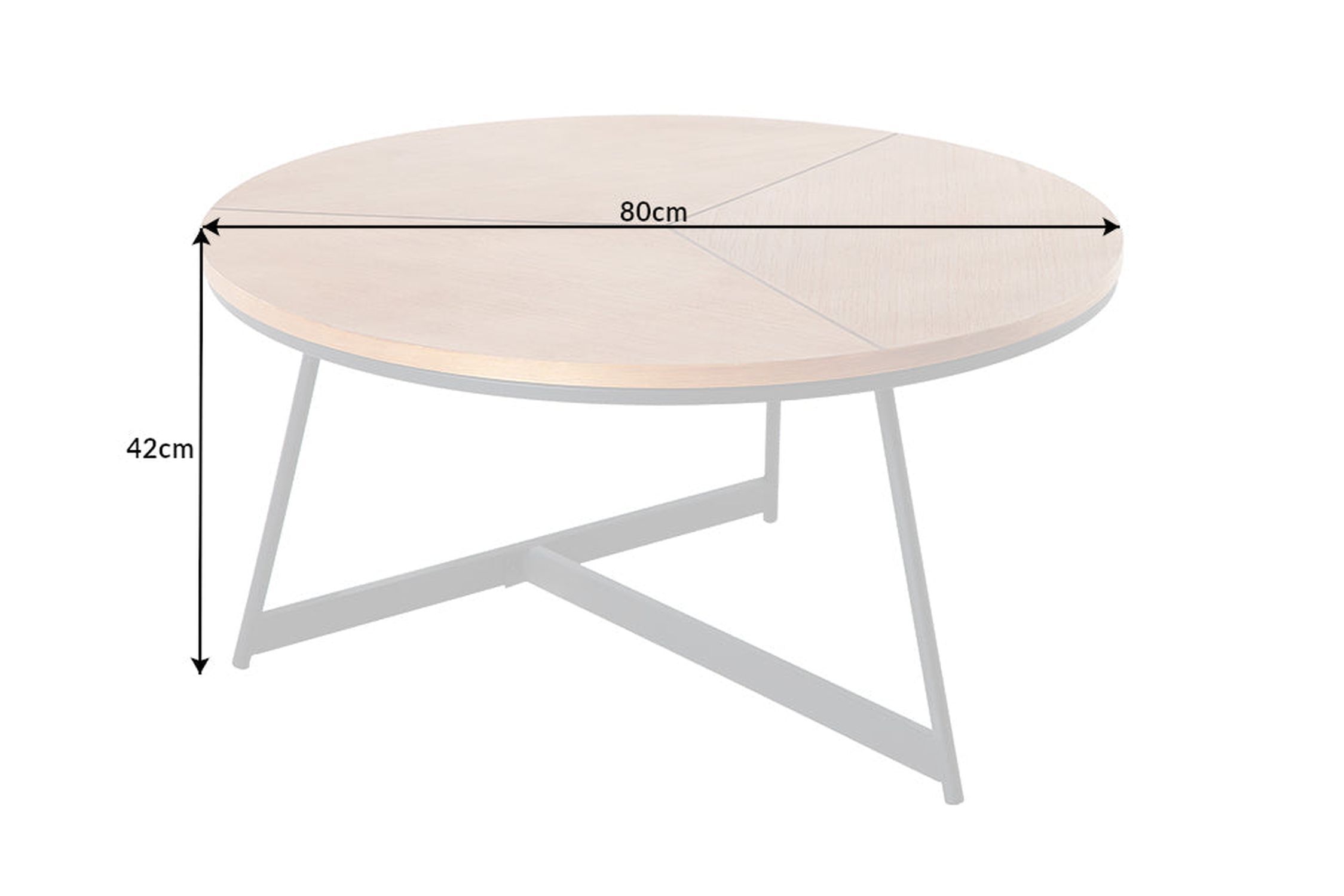 Couchtisch Holz (Eiche) Metall rund Ø 80 cm