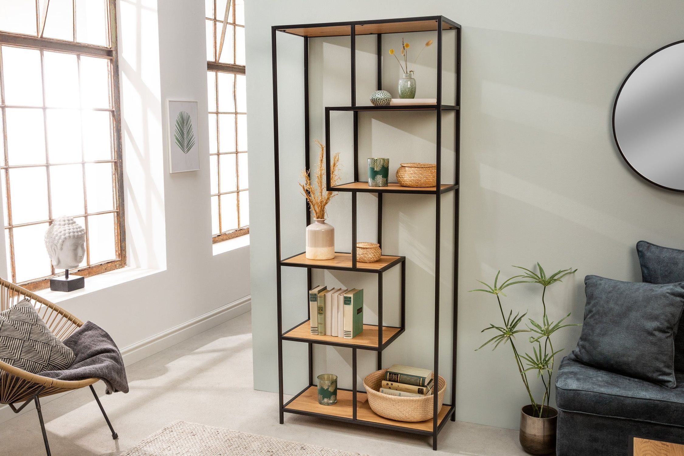 Regal Modern Holz Optik 77 x 185 cm asymmetrisch