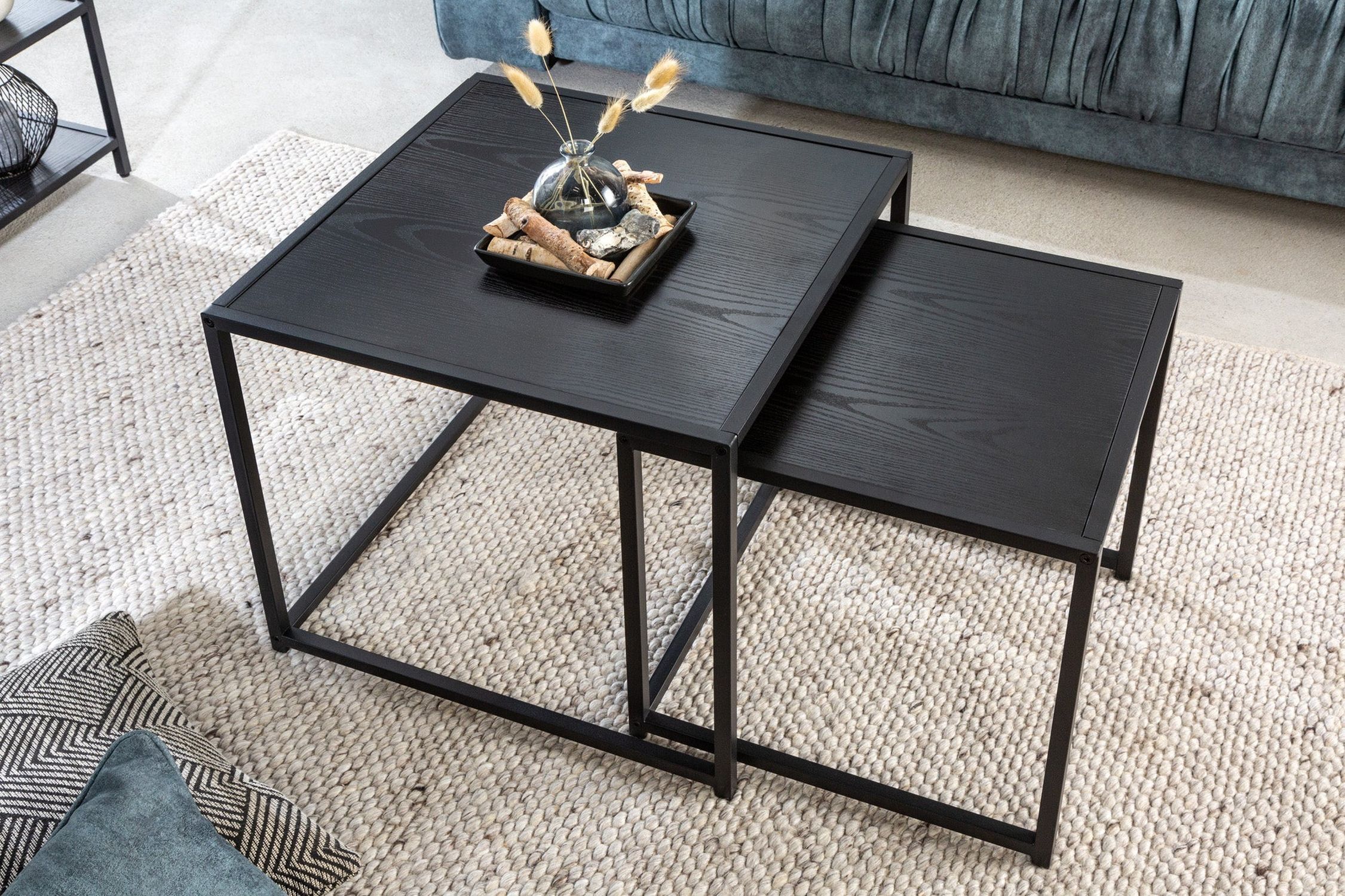 Beistelltisch 2er Set in Schwarz quadratisch Modern