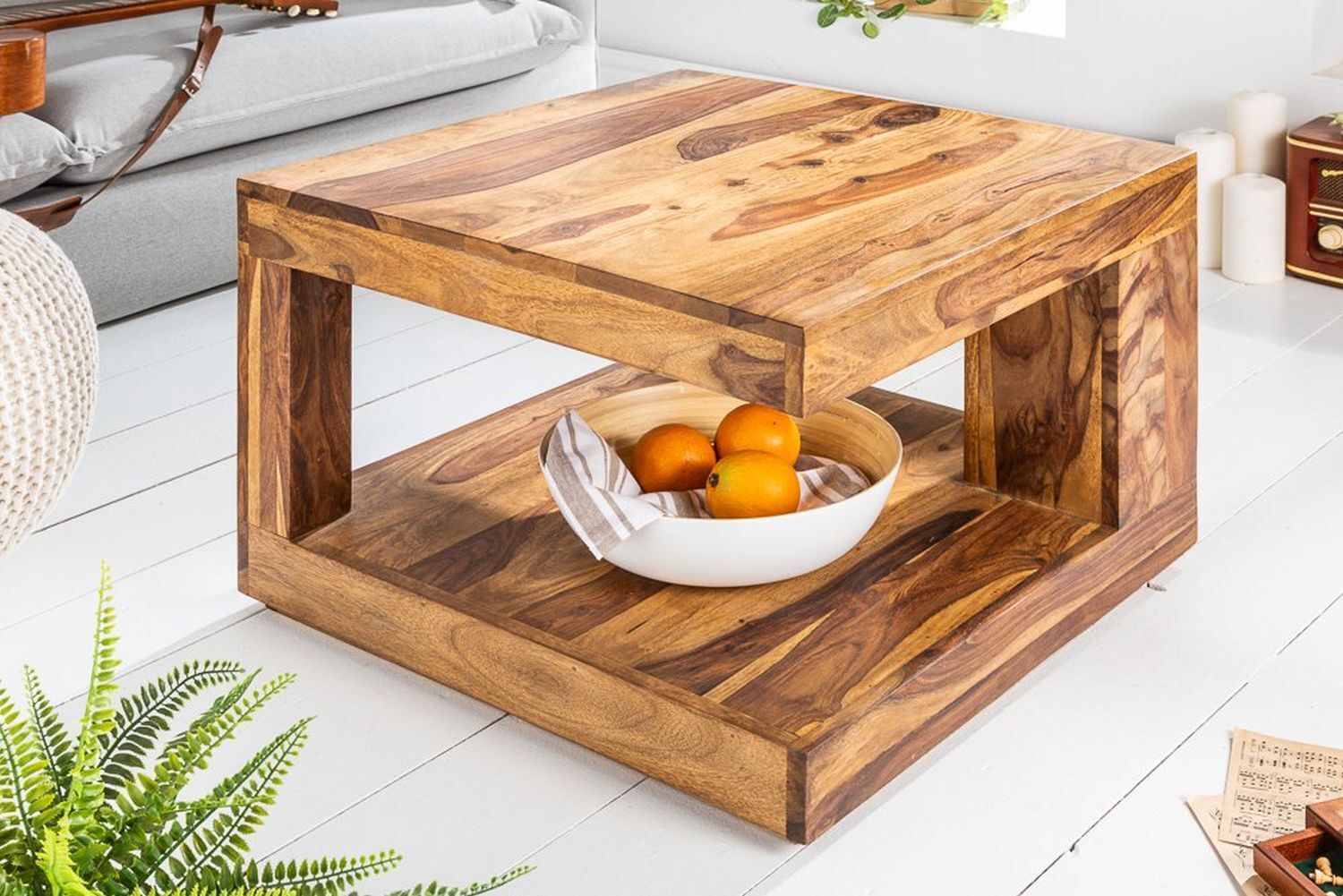 Couchtisch Sheesham Holz 60x45 cm in Natur