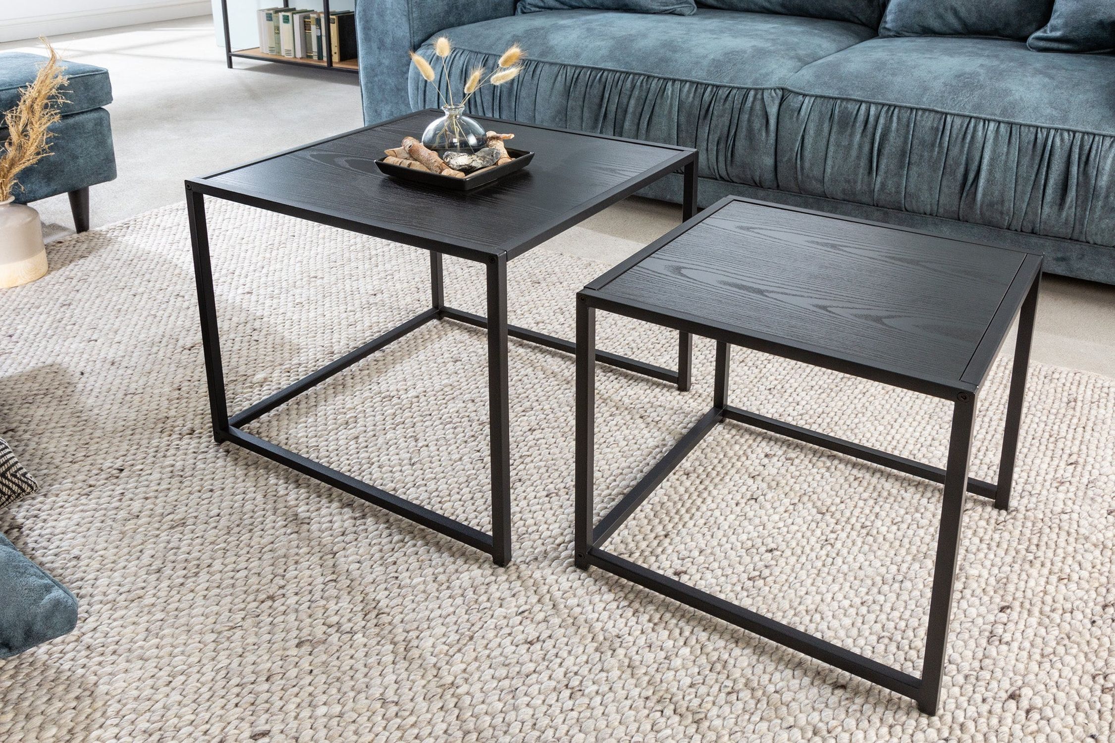 Beistelltisch 2er Set in Schwarz quadratisch Modern