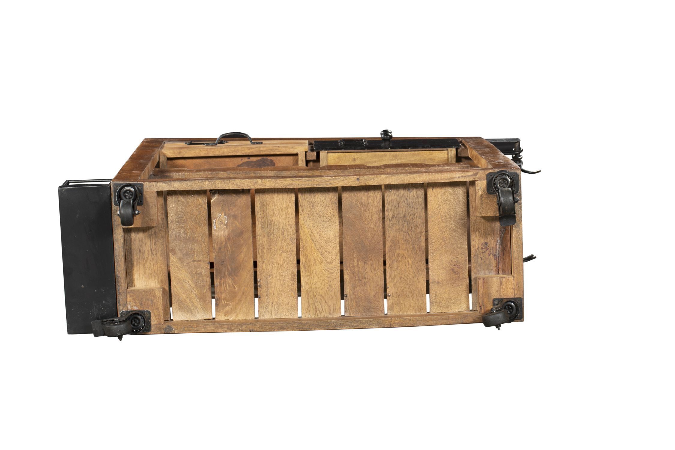 Barschrank mit Rollen Mangoholz Stahl B: 100 cm Industrial