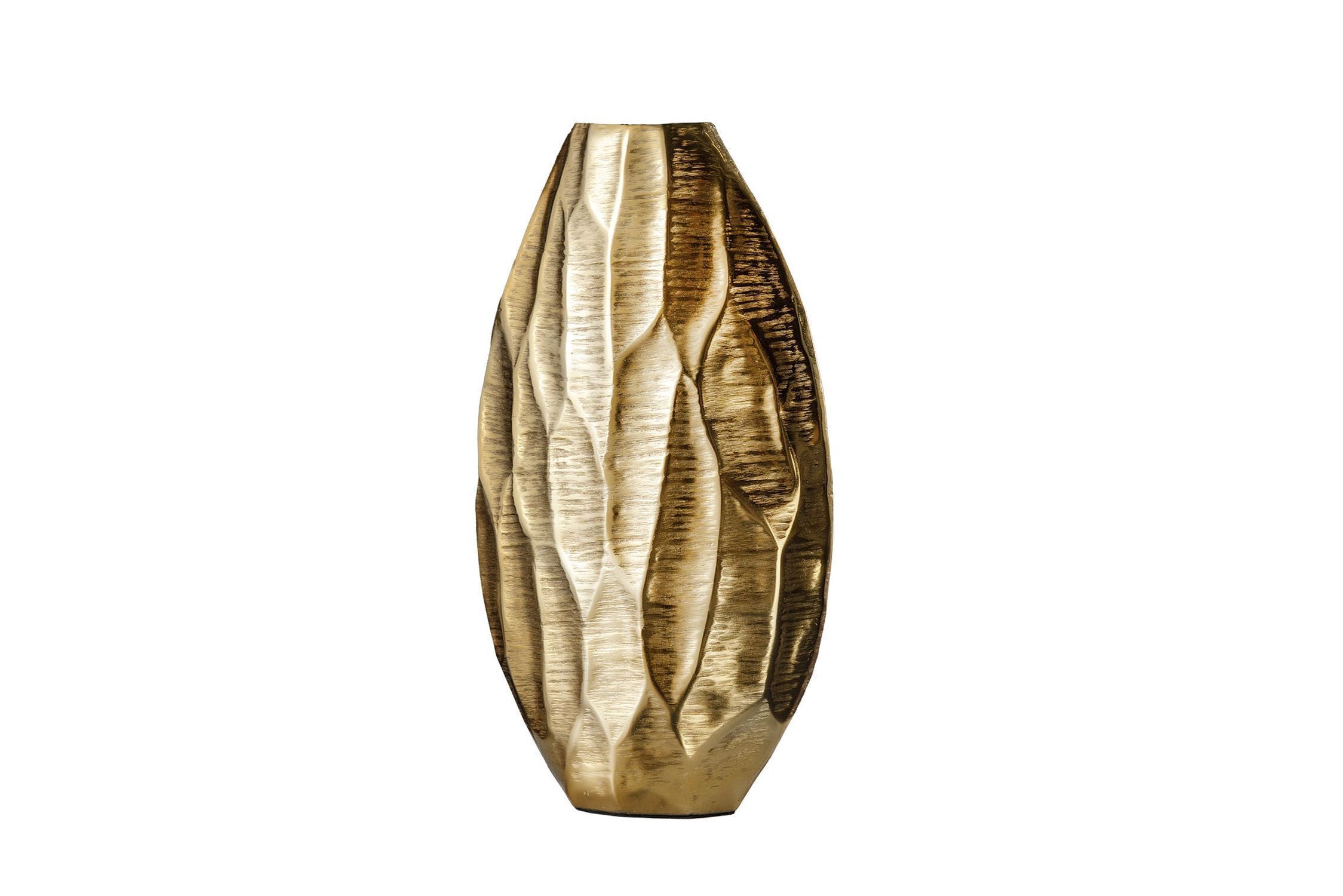 Dekovase Gold Handarbeit H: 44 cm Unikat Hammerschlag Metall