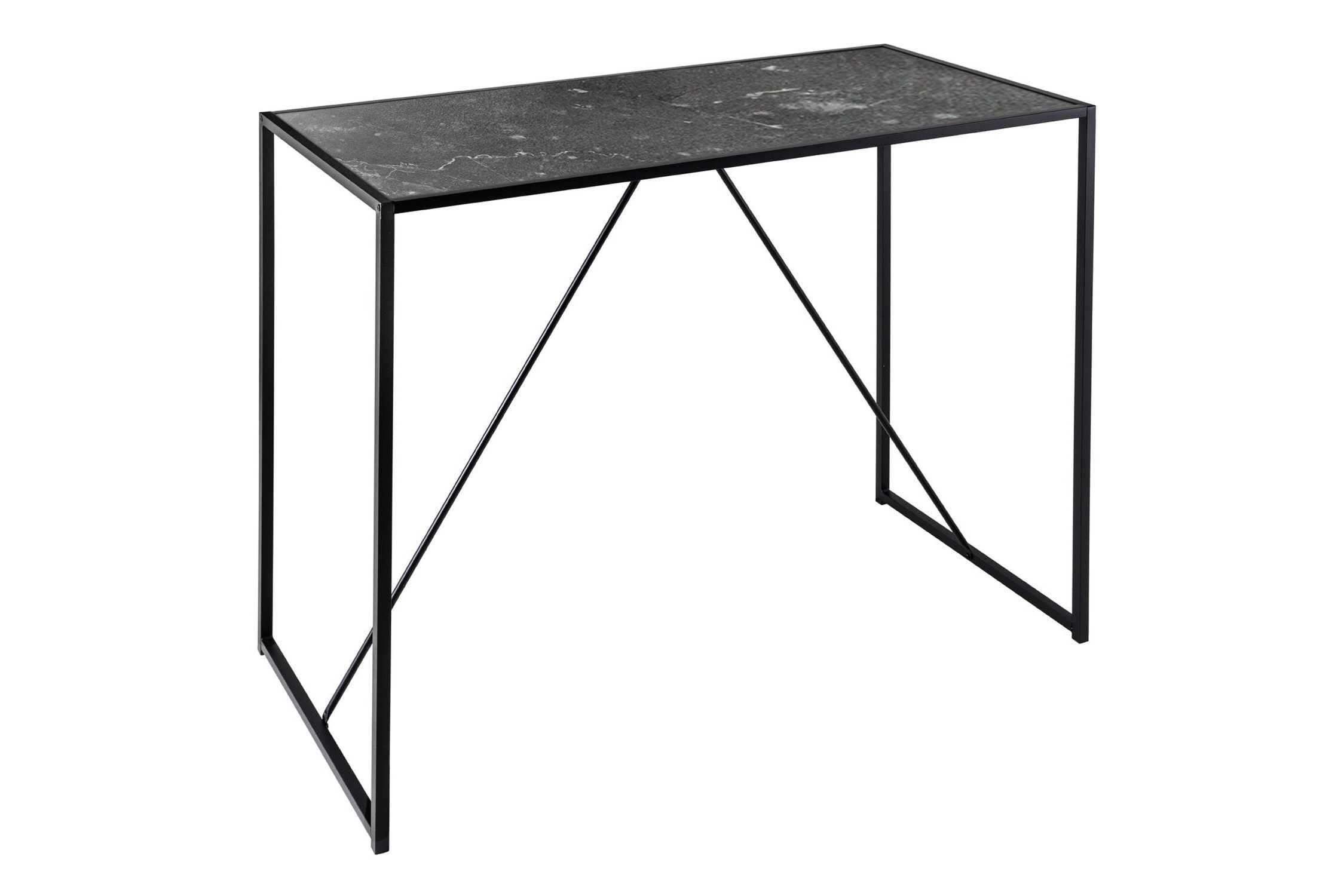 Bartisch Marmor Optik Schwarz 120 x 60 cm Metall MDF