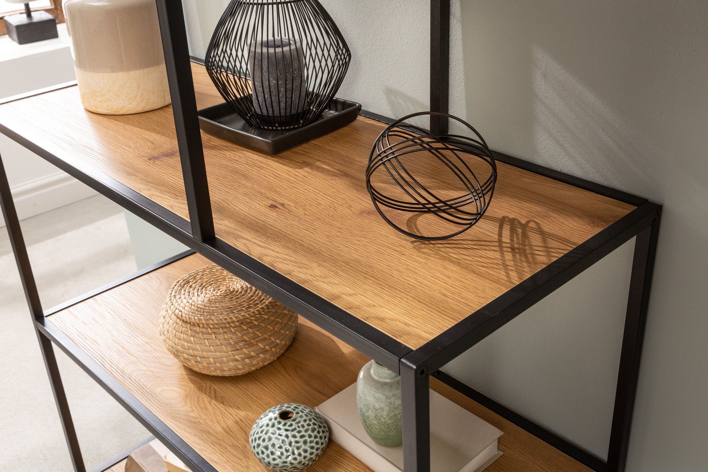 Standregal Modern 114 x 185 cm in Holz Optik asymmetrisch
