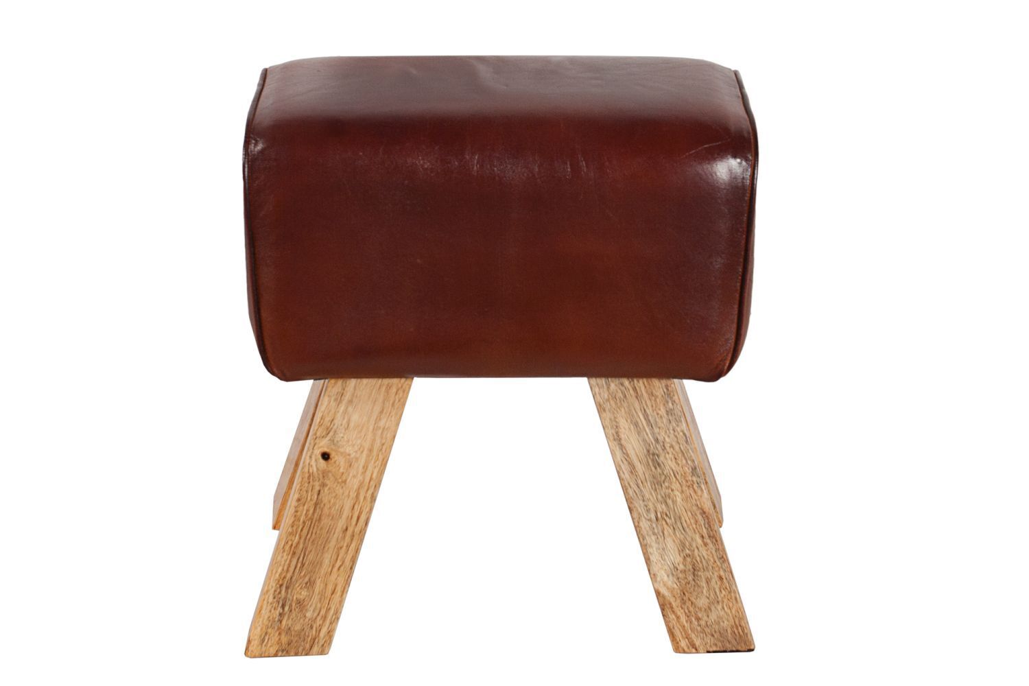 Hocker Echtleder Massivholz 134 cm in Kaffeebraun Natur