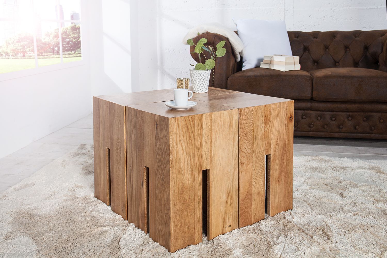 Beistelltisch massives Holz Eiche 30x75 cm in Natur