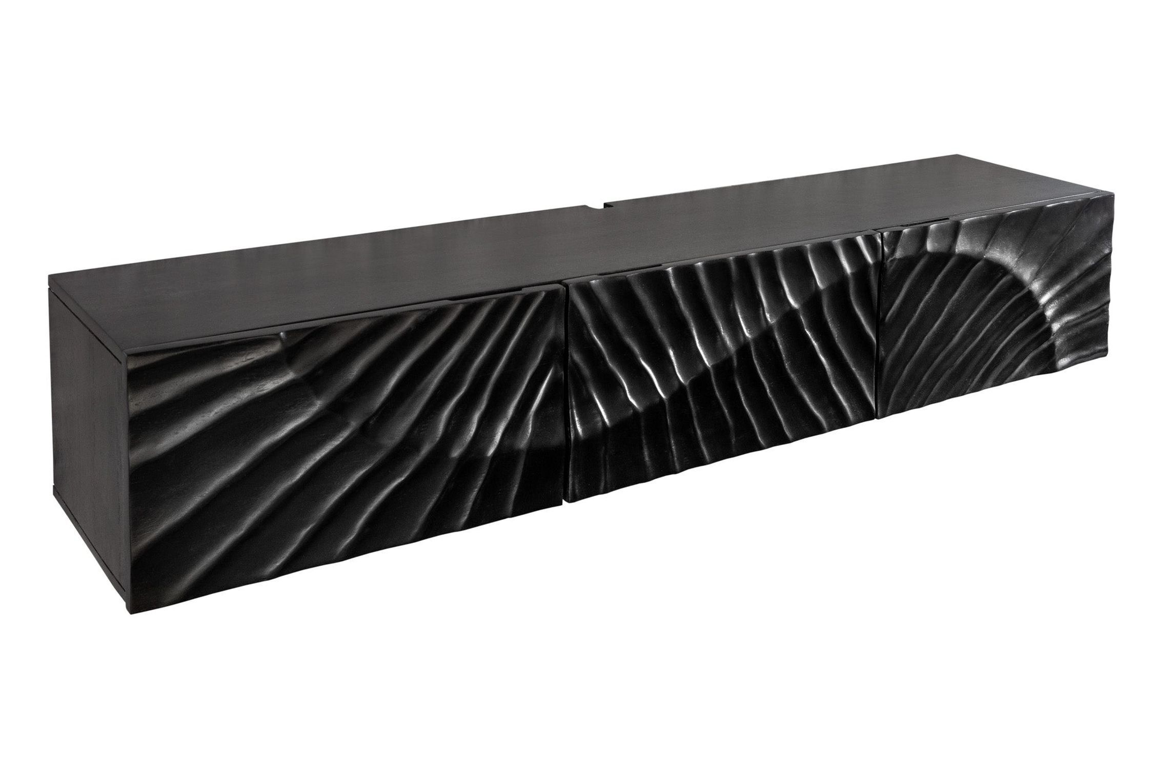 TV Hängeboard Schwarz 160 cm Mangoholz Handarbeit