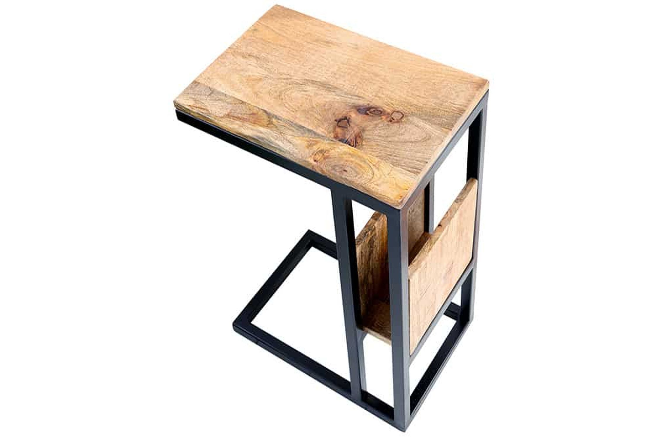 Beistelltisch Mango Holz Metall 45 x 30 cm C-Form