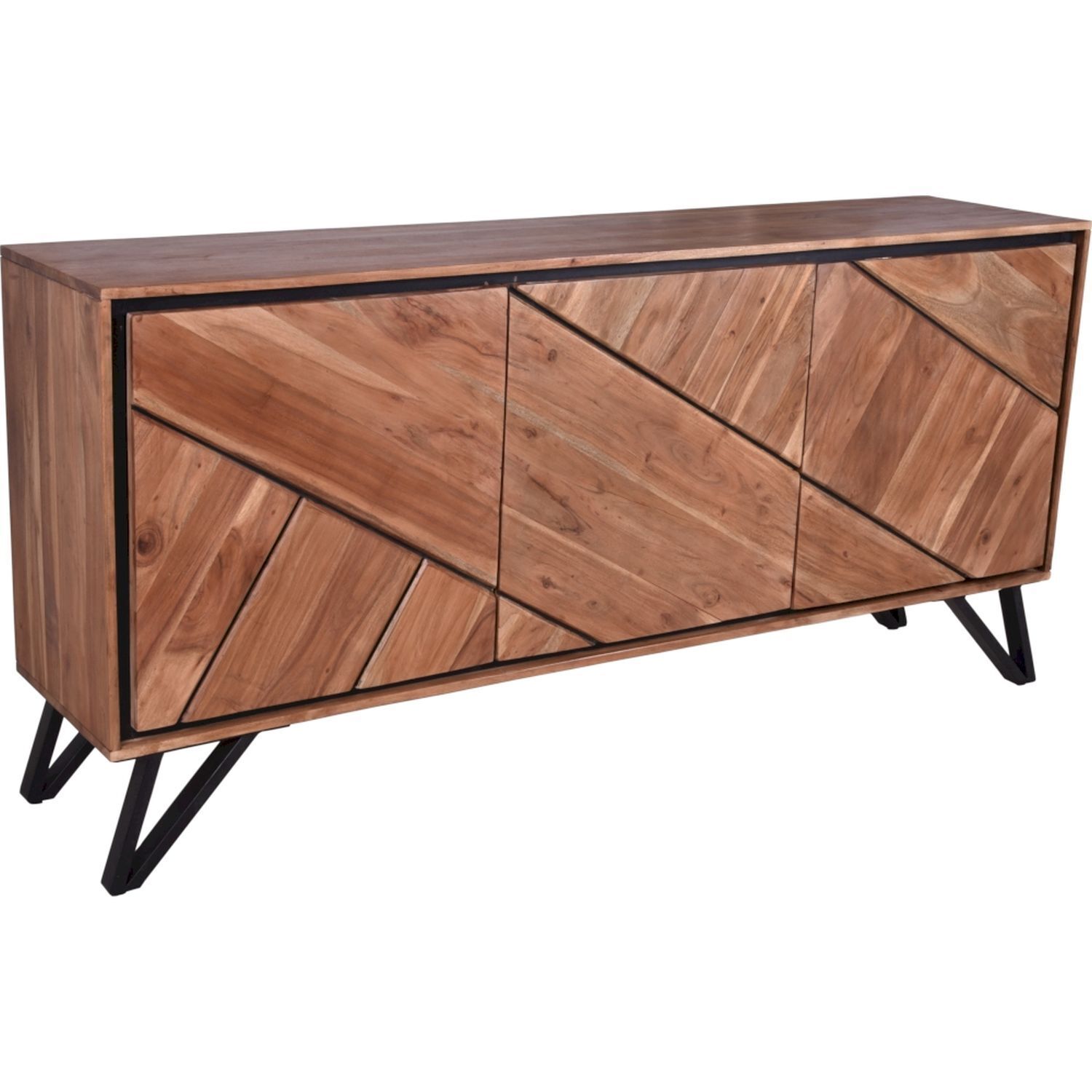 Sideboard 150 cm breit H: 76 cm Modern Akazienholz Metall