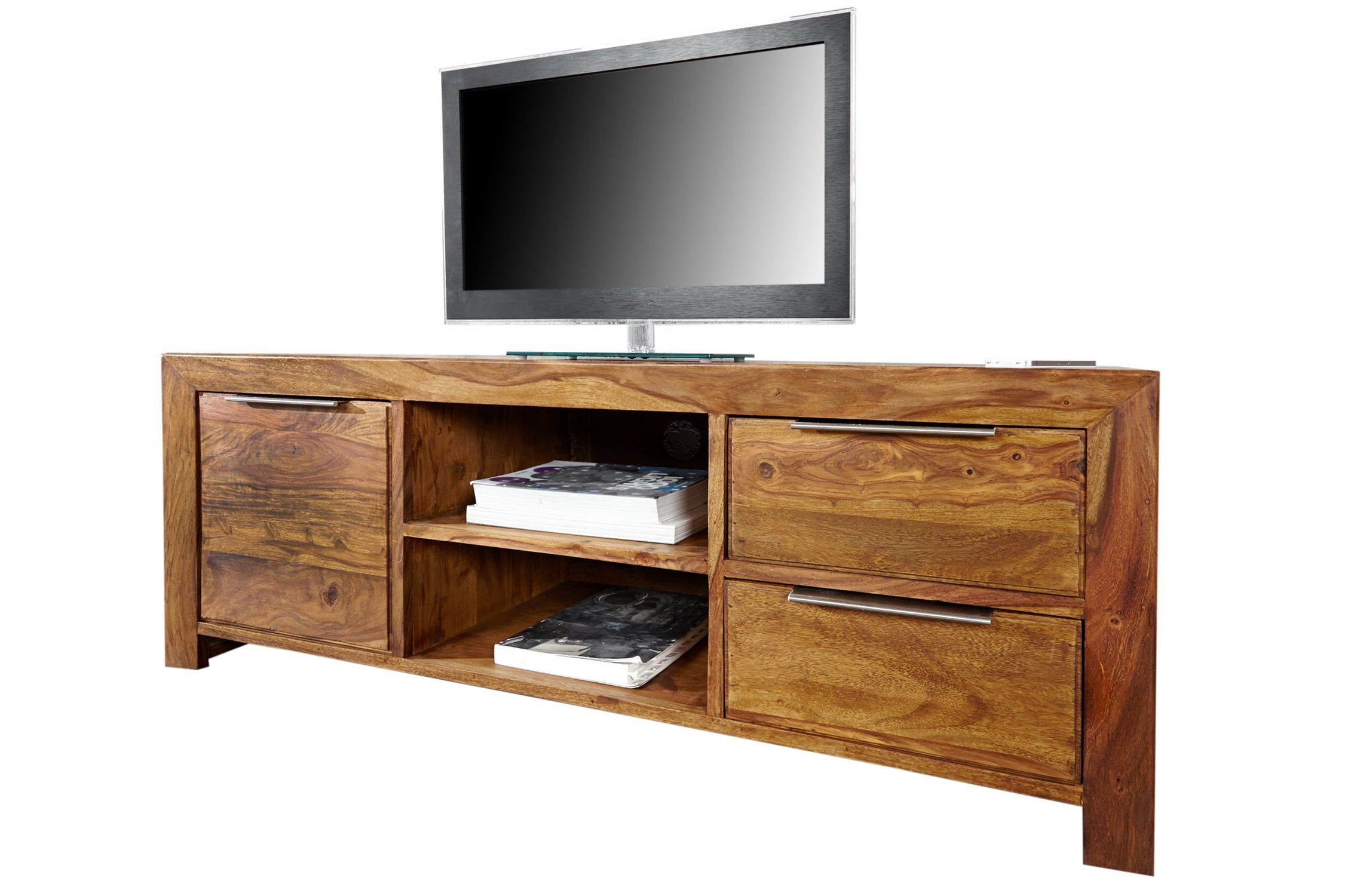 TV Lowboard Holz Sheesham 135 x 50 cm massiv Modern