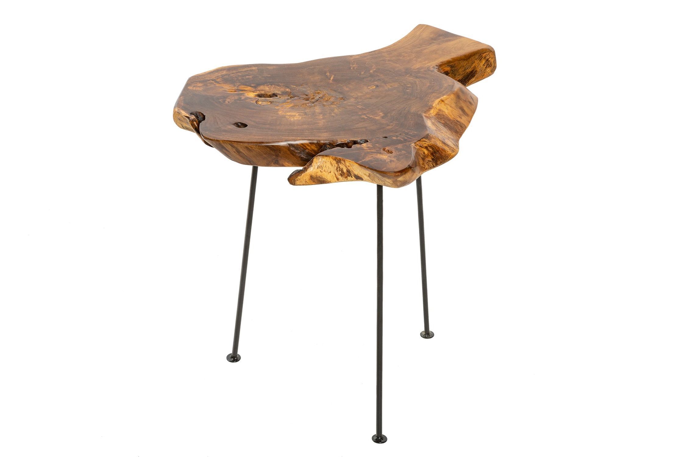 Beistelltisch Teakholz Metall 40x45 cm Baumscheibe