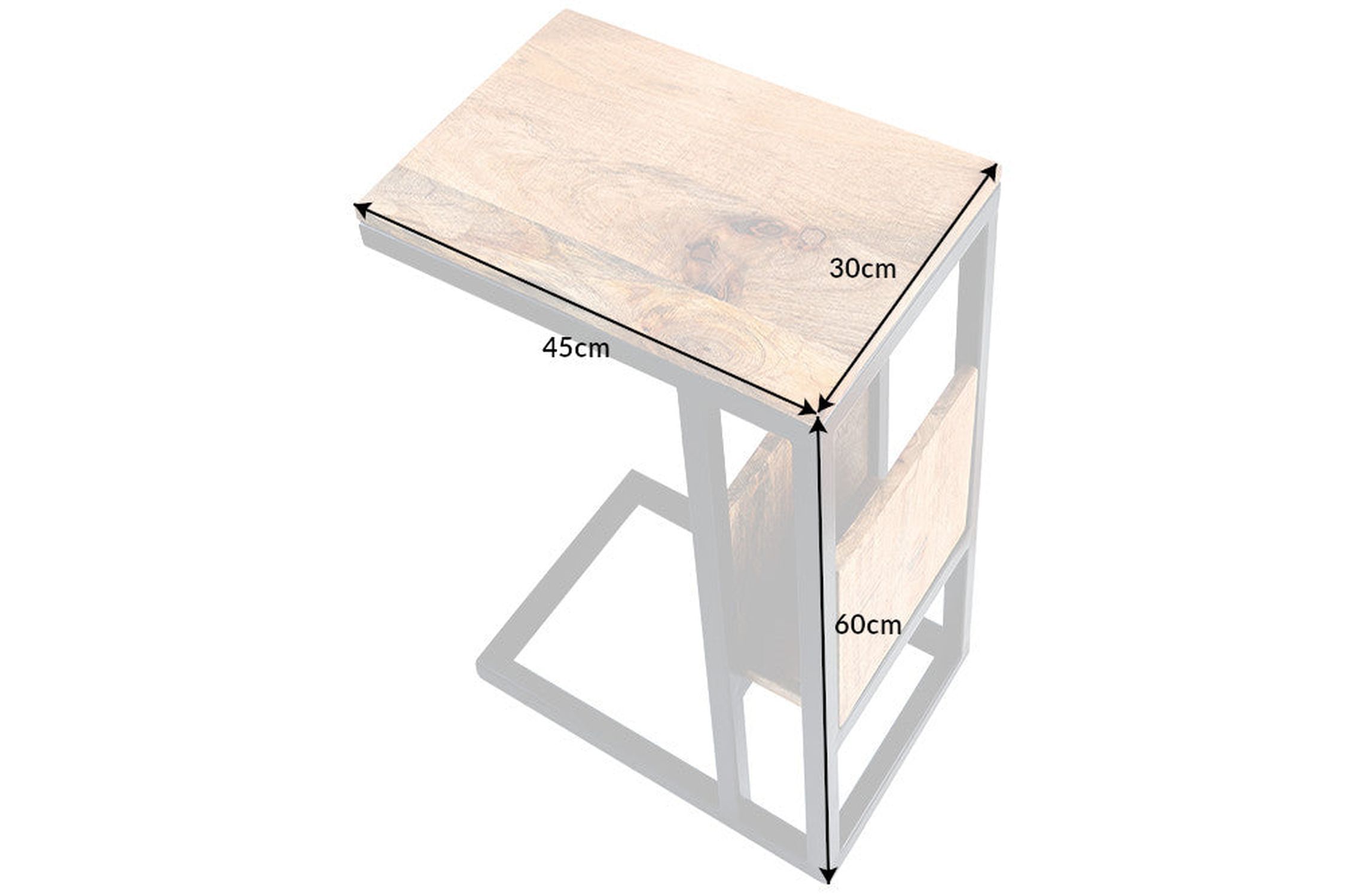 Beistelltisch Mango Holz Metall 45 x 30 cm C-Form