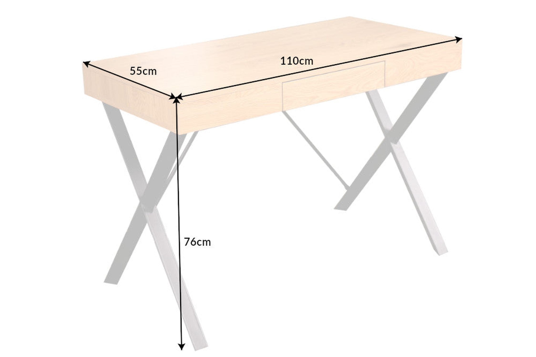 Schreibtisch mit Schublade in Eiche Schwarz 110x76 cm