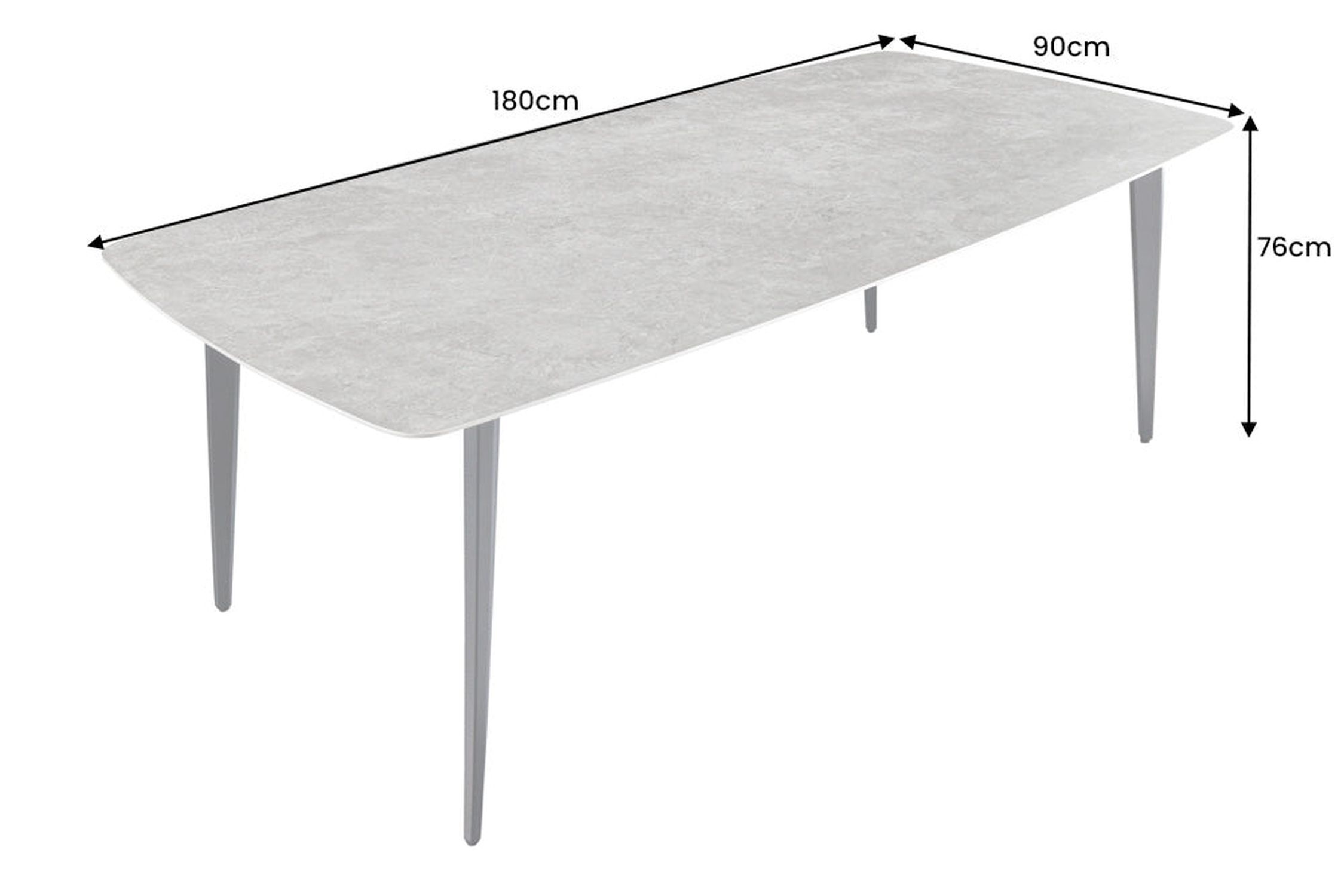 Esstisch Keramik Metall in Grau Marmor Schwarz 180x90 cm