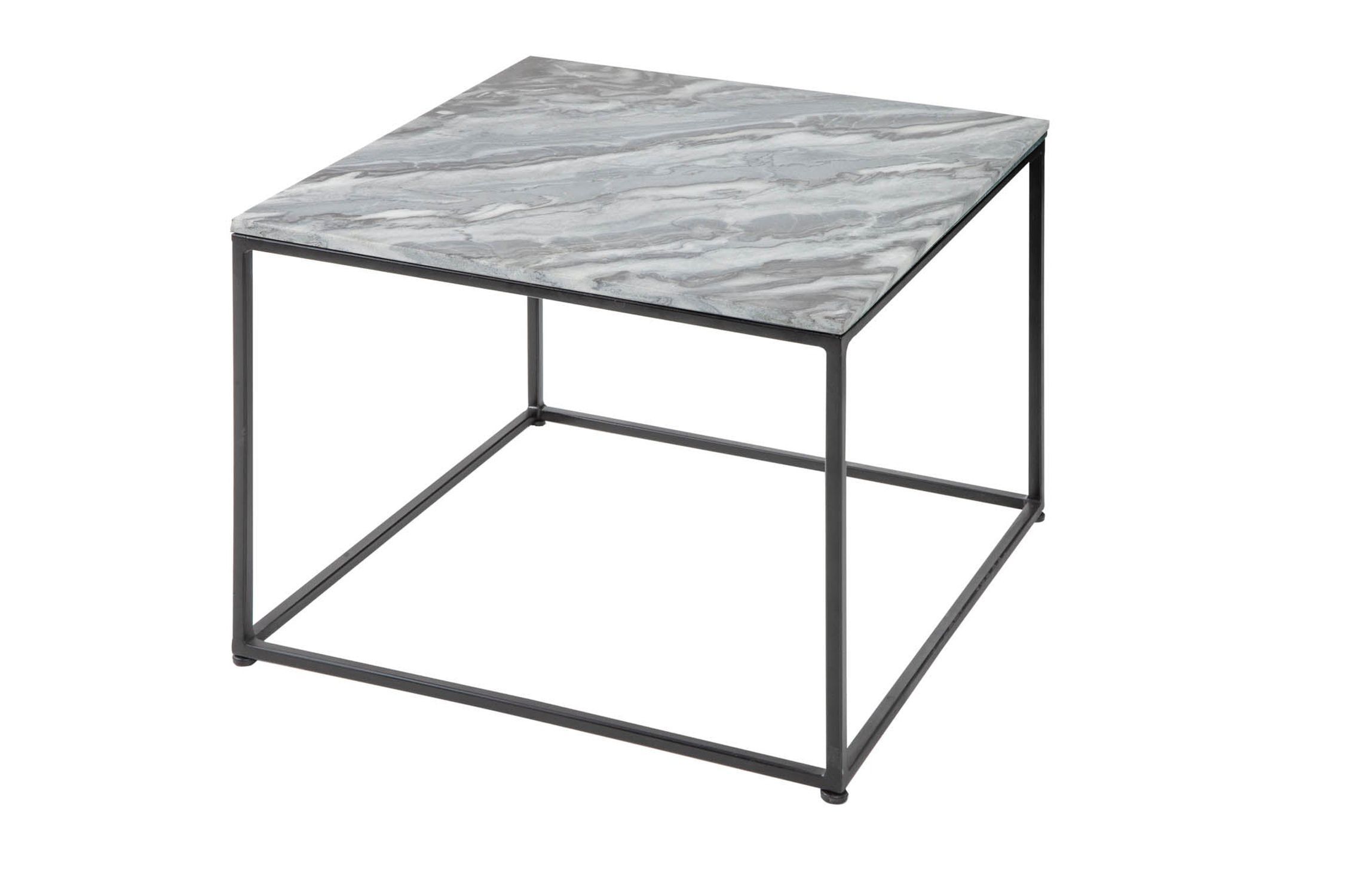 Couchtisch Marmor Metall in Grau Schwarz 50 x 50 cm