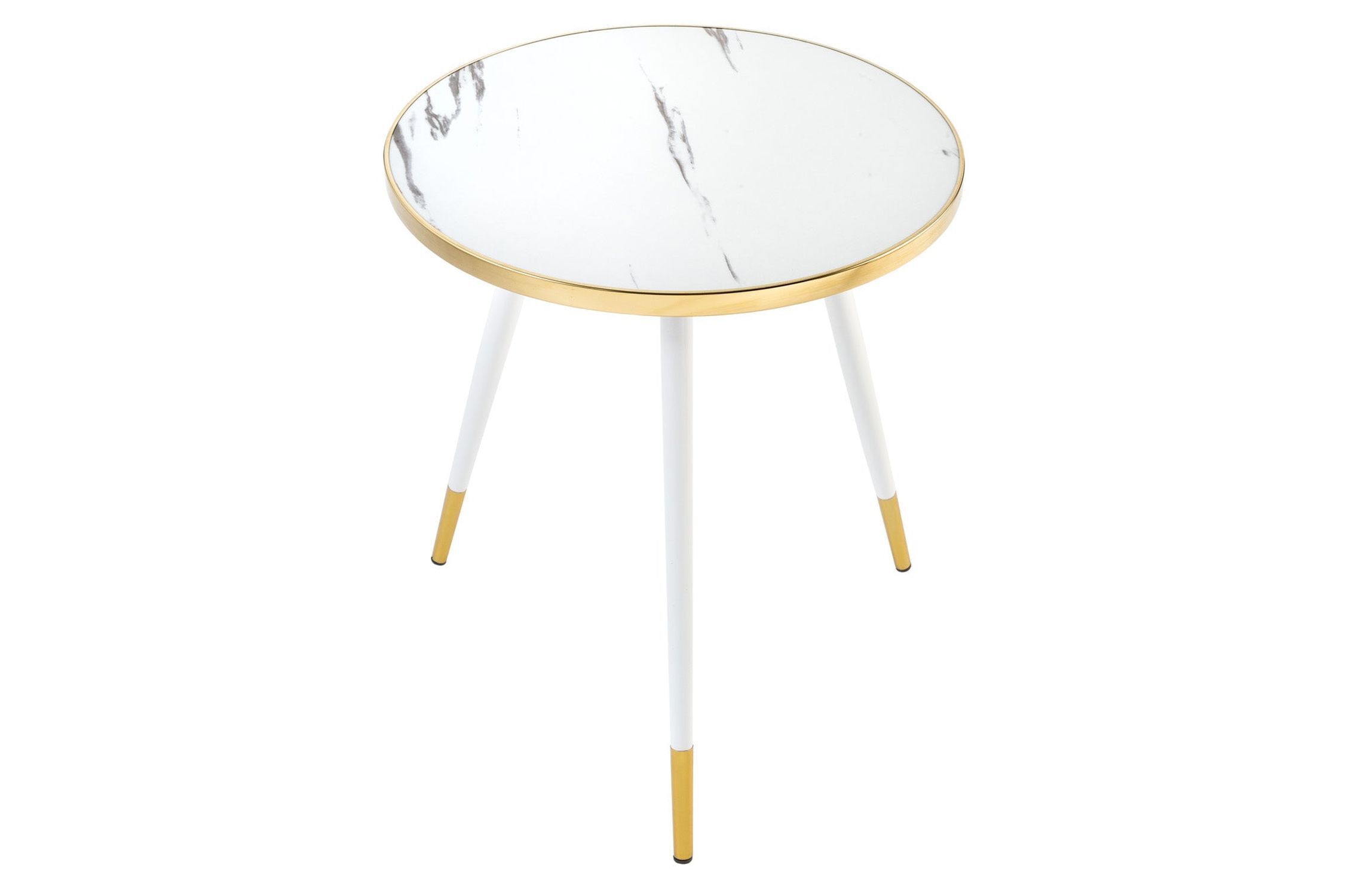 Beistelltisch Hartglas Metall Weiß 45 x 45 cm Marmor Optik