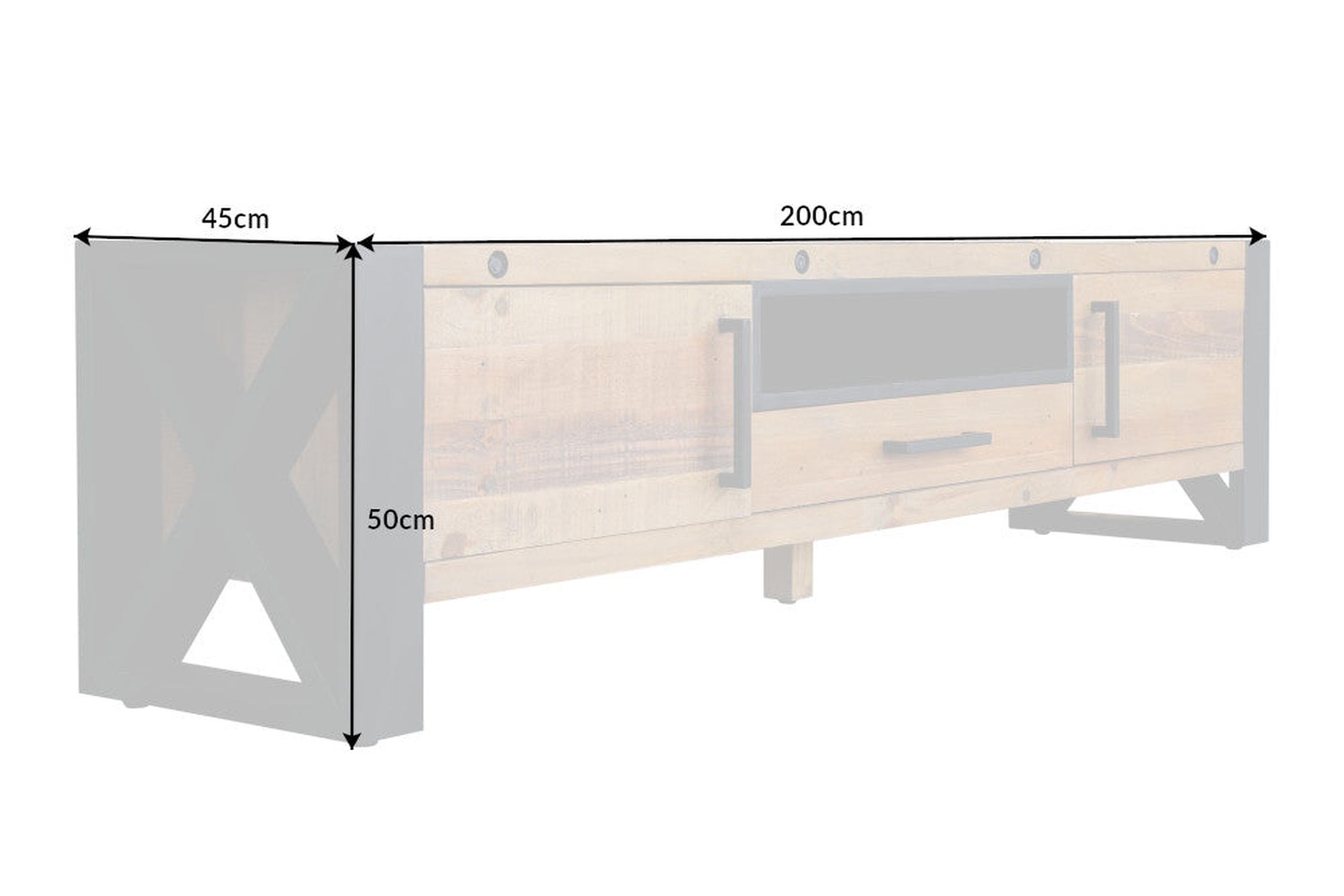 TV Lowboard 200 cm breit Kufengestell Industrial Design