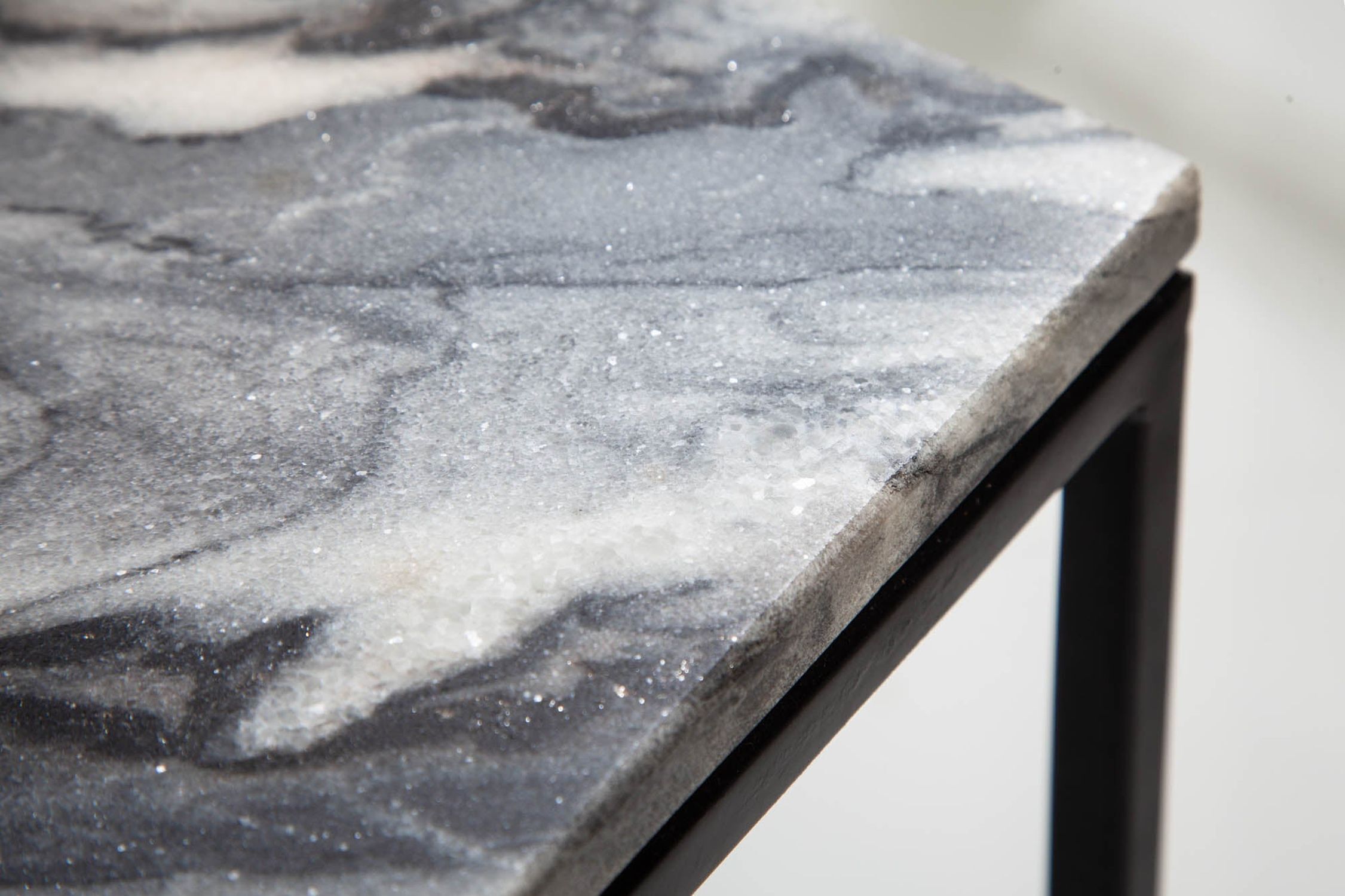 Couchtisch Marmor Metall in Grau Schwarz 50 x 50 cm