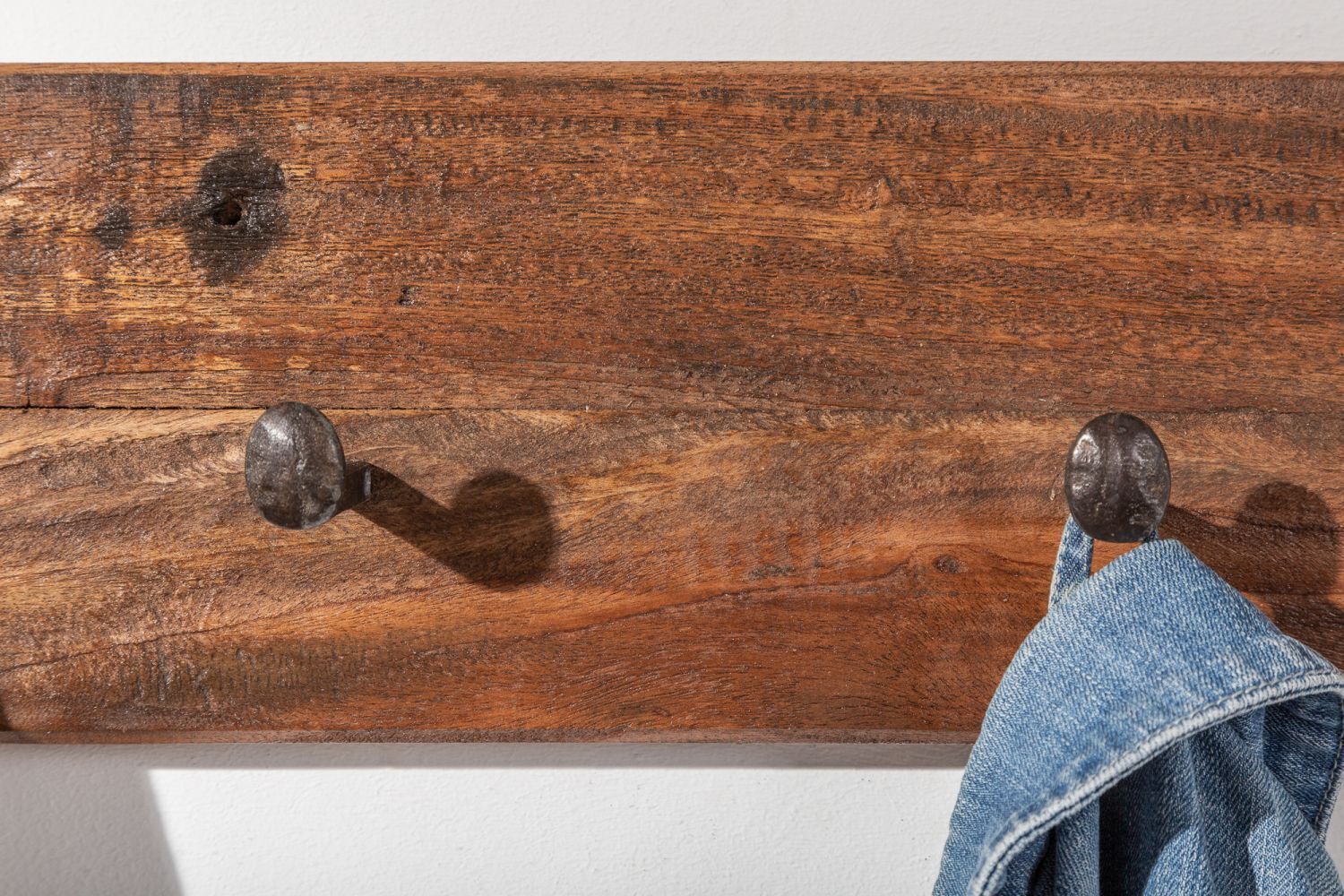 Wandgarderobe recyceltes Teakholz Metall 74 cm in Natur