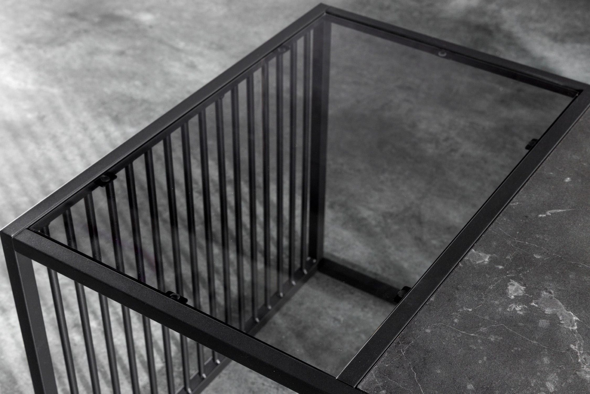 Couchtisch Glas MDF Metall in Schwarz 100 x 50 cm Modern