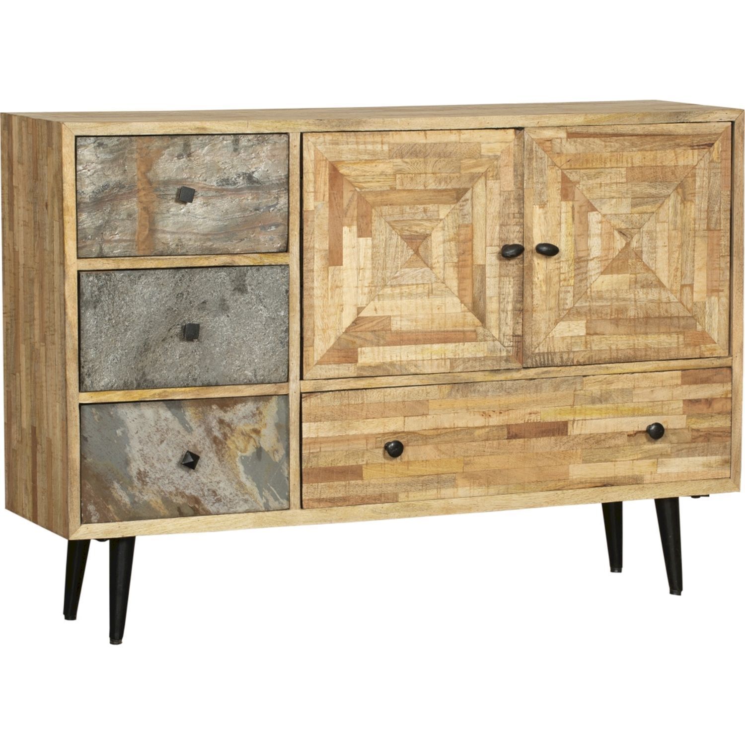Sideboard Holz Stahl B: 117 cm mit Schubladen Türen