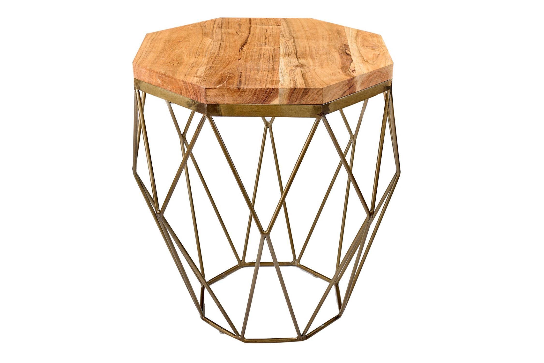 Couchtisch Akazienholz Metall in Natur Messing 50x50 cm