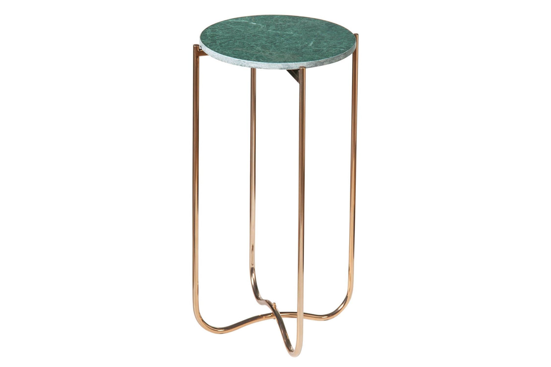 Beistelltisch Marmor Metall in Grün Gold 35 x 35 cm