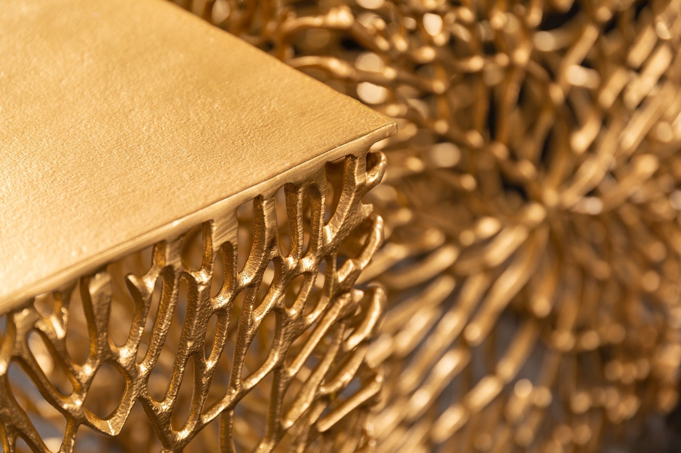 Beistelltisch 2er Set Metall in Gold Handarbeit