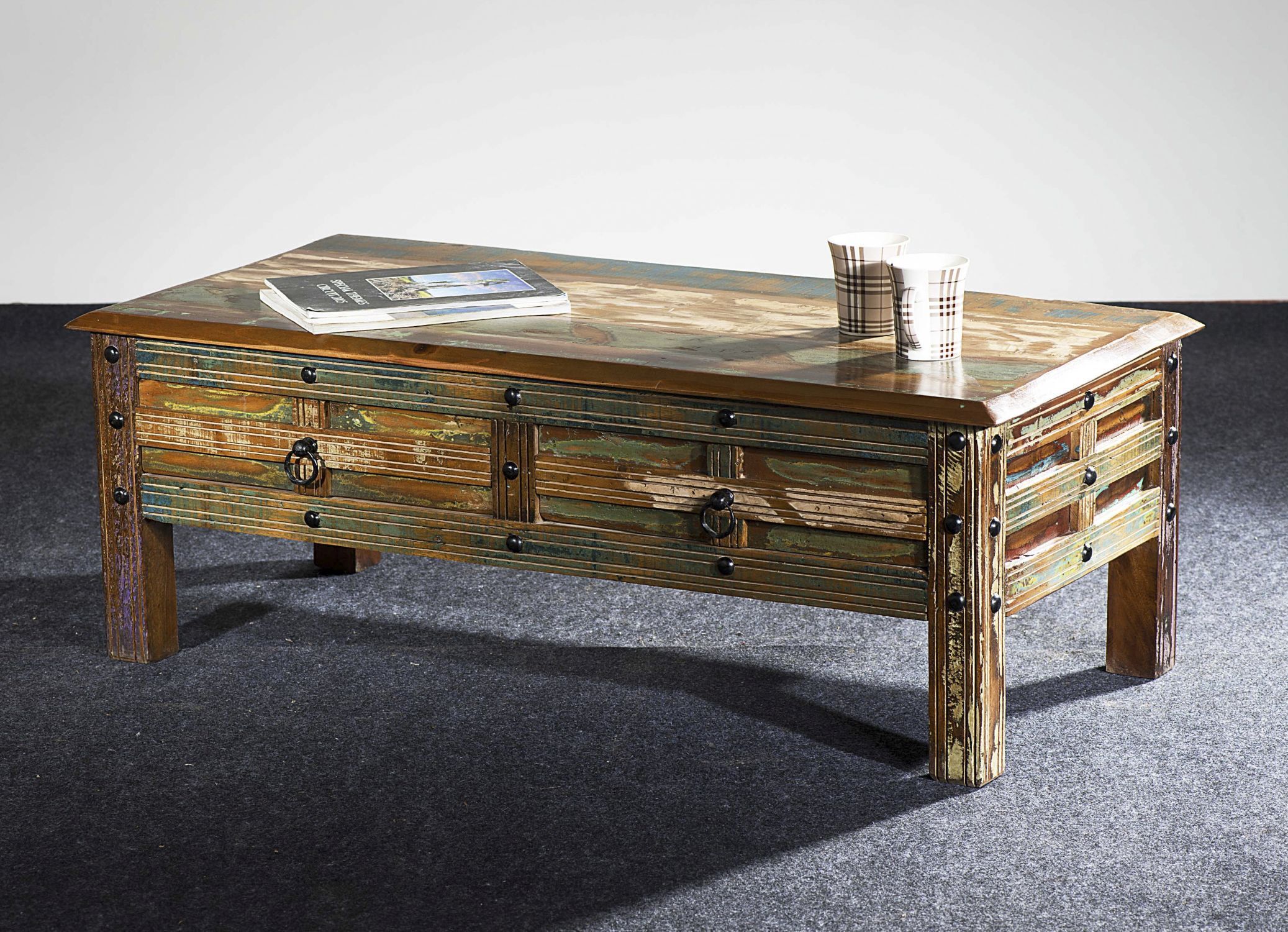 Couchtisch mit Schubladen 115 cm Holz Bunt BLAIR