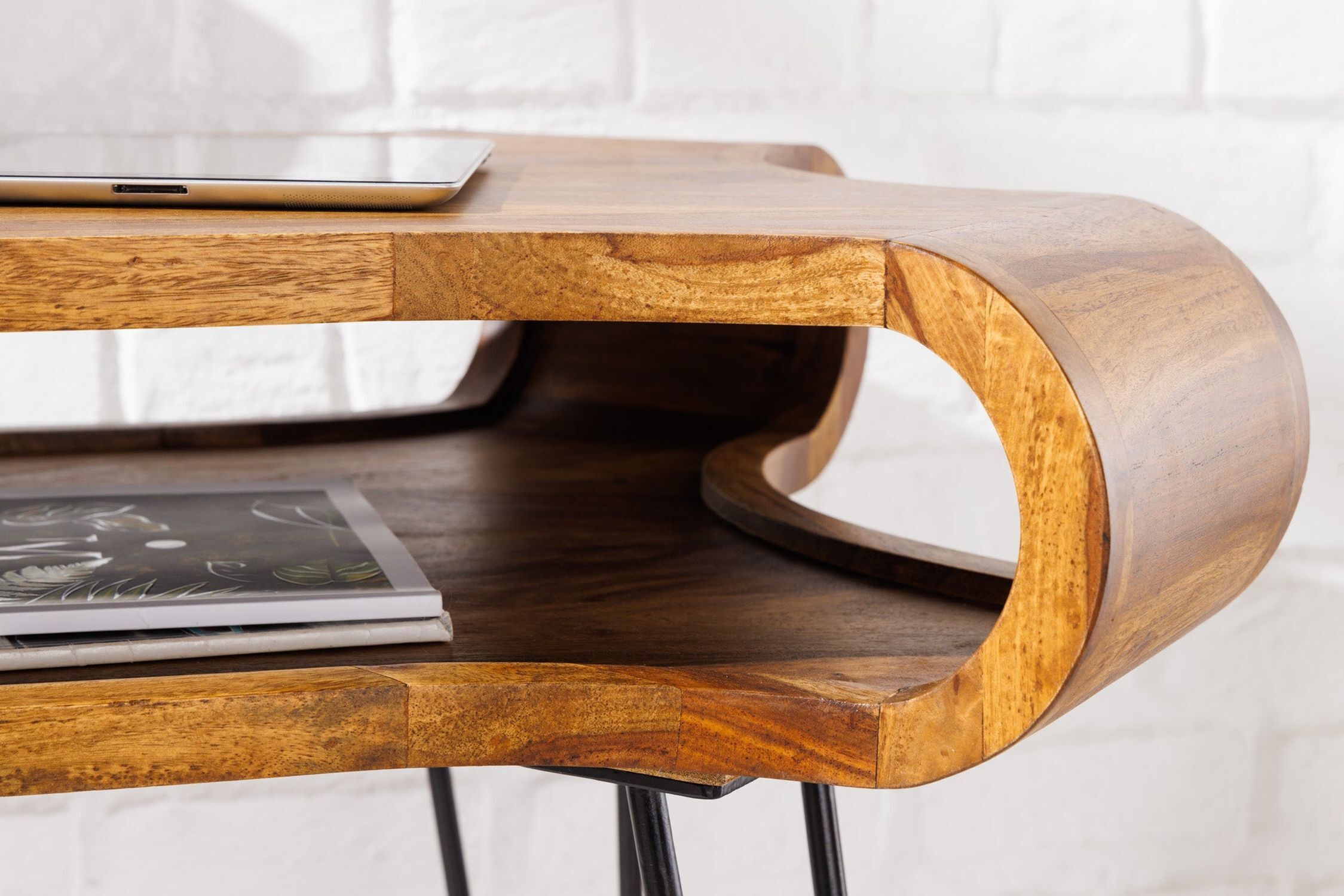 Schreibtisch Sheesham Holz Metall 120 x 78 cm