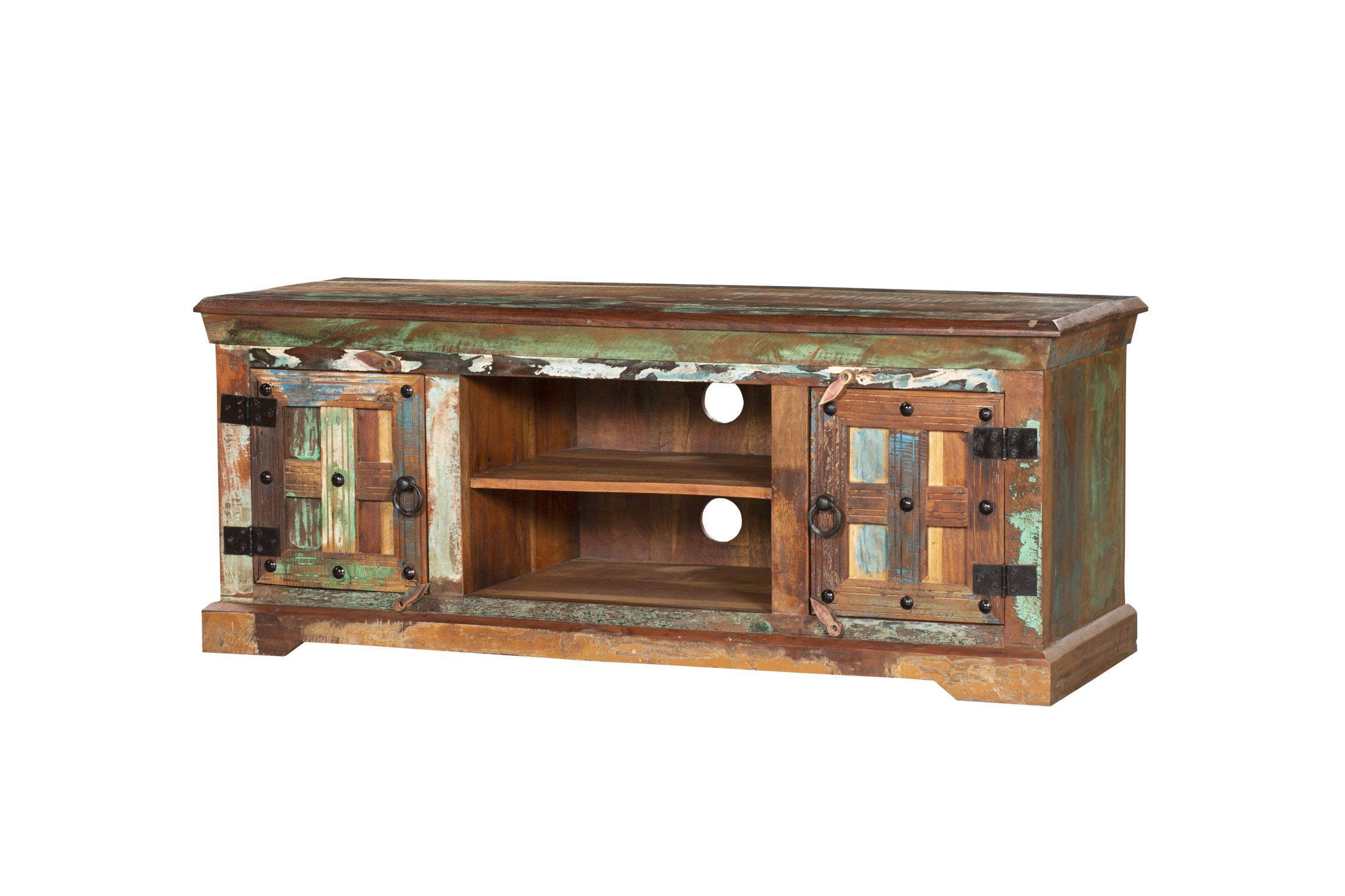 TV Lowboard Holz massiv 125 cm lang Bunt BAIN