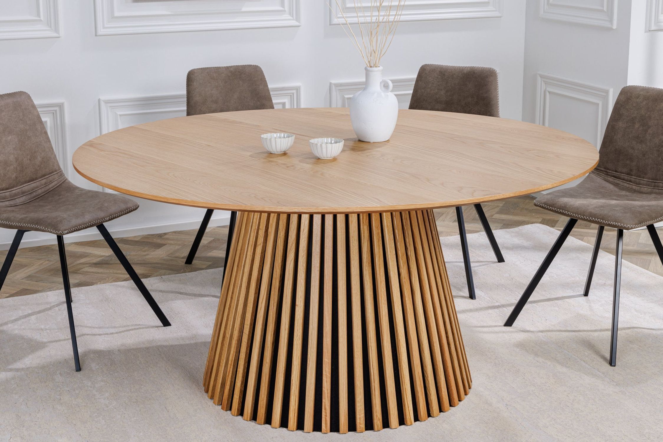 Esstisch rund Ø 140 cm H: 75 cm Säulenfuß Japandi