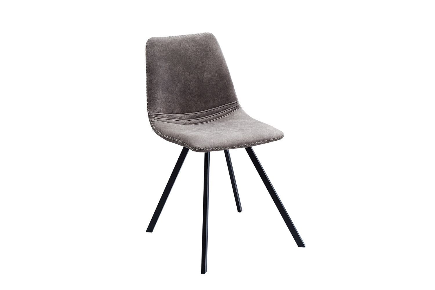 Esszimmerstuhl Microfaser Metall 47 cm in Taupe Grau Schwarz