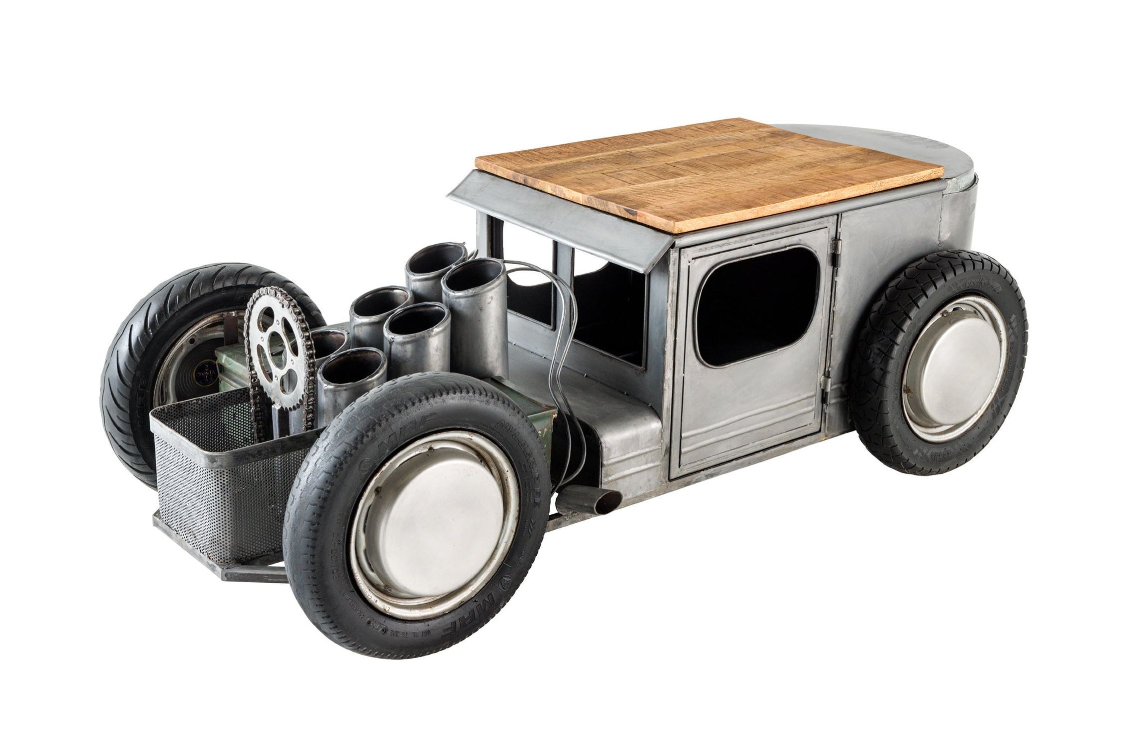 Couchtisch 165 cm Handarbeit Hot Rod mit Barschrank